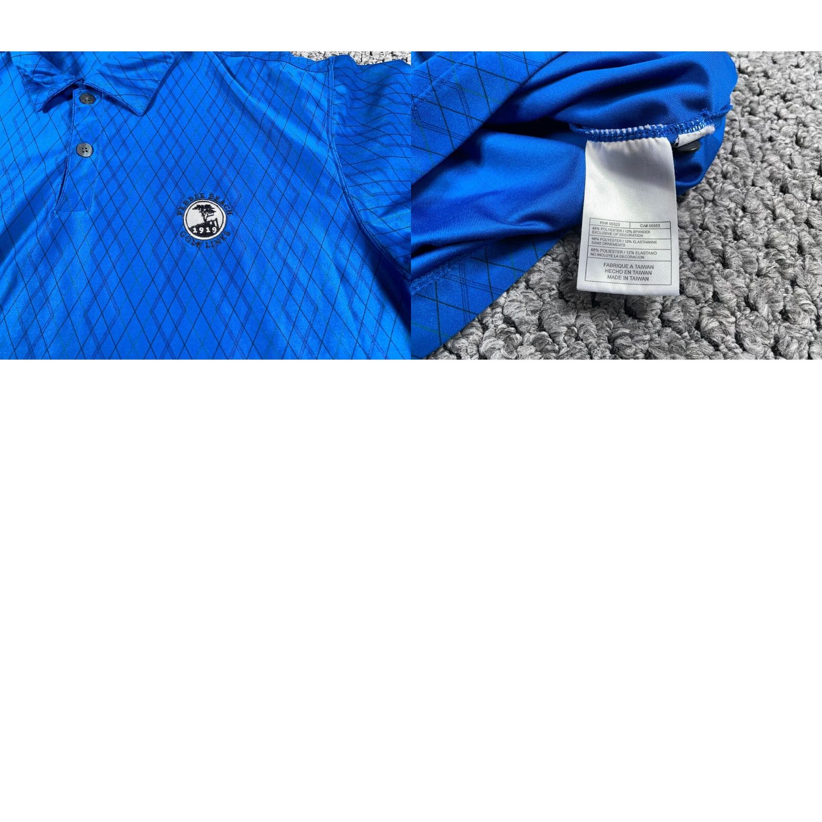 Nike Nike Golf Polo Shirt Men Adult Medium Blue Diamond Pattern Pebble Beach Dri Fit UV Shirt Size US M / EU 48-50 / 2 - 8 Thumbnail