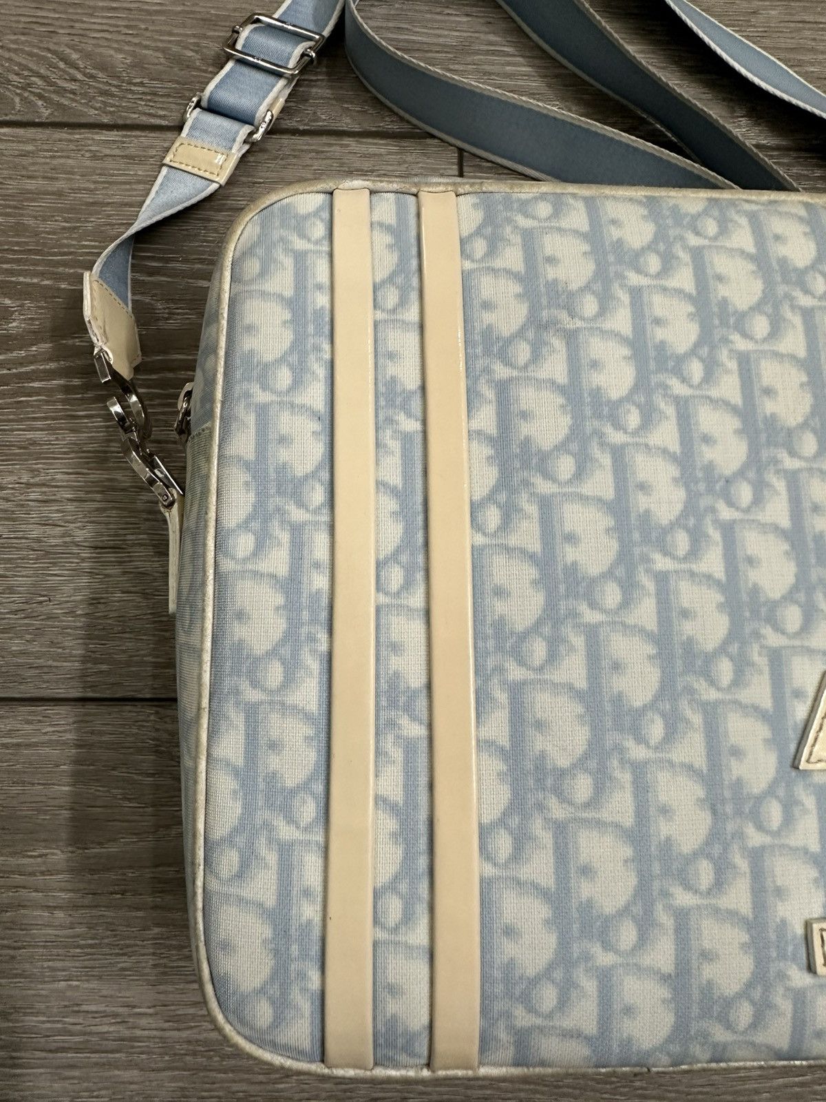 Christian Dior Monogram Blue Shoulder Bag Vintage
