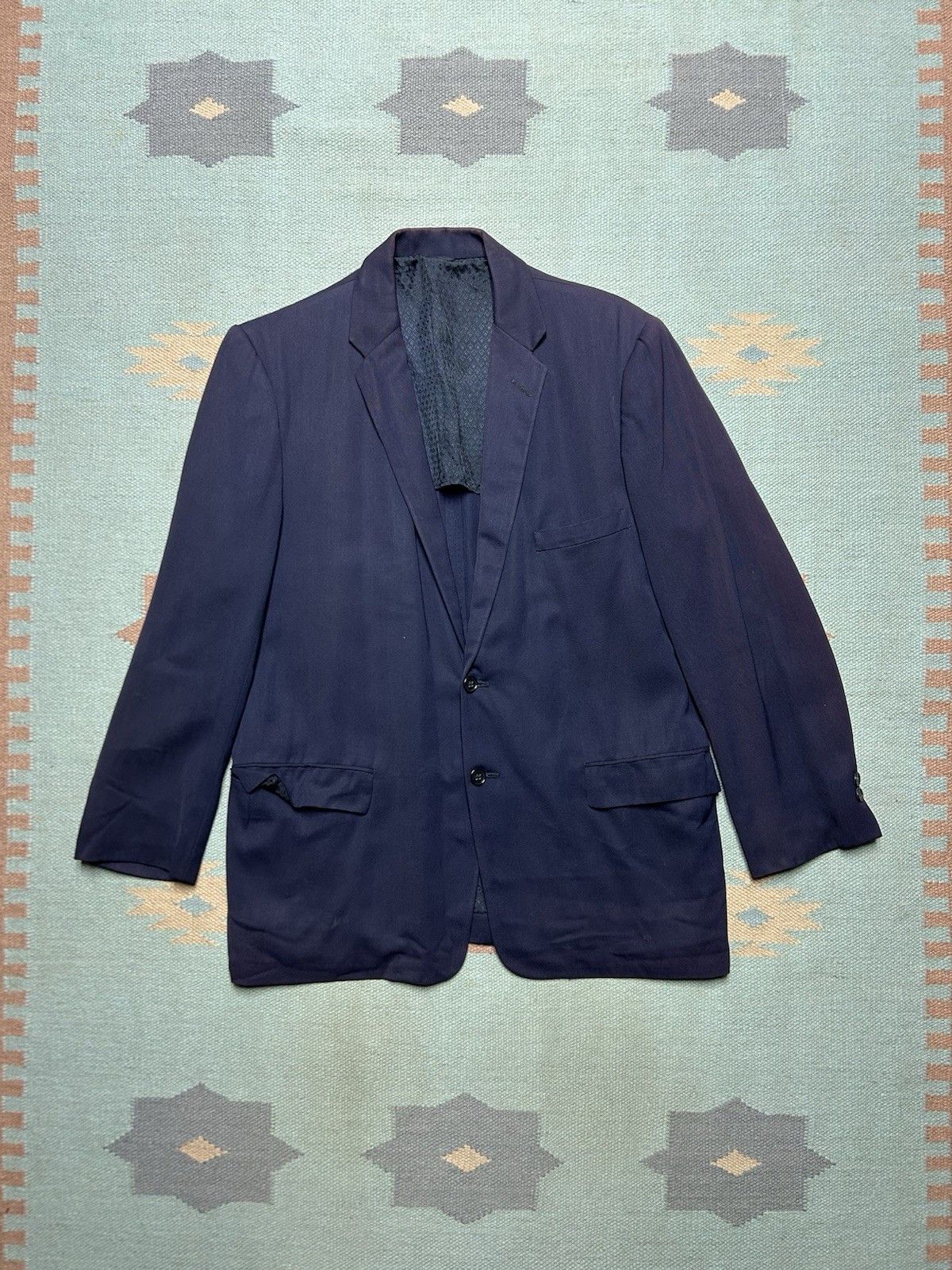 Vintage 1950s sport coat blazer gabardine faded navy Union men’s 40? Size US M / EU 48-50 / 2 - 1 Thumbnail