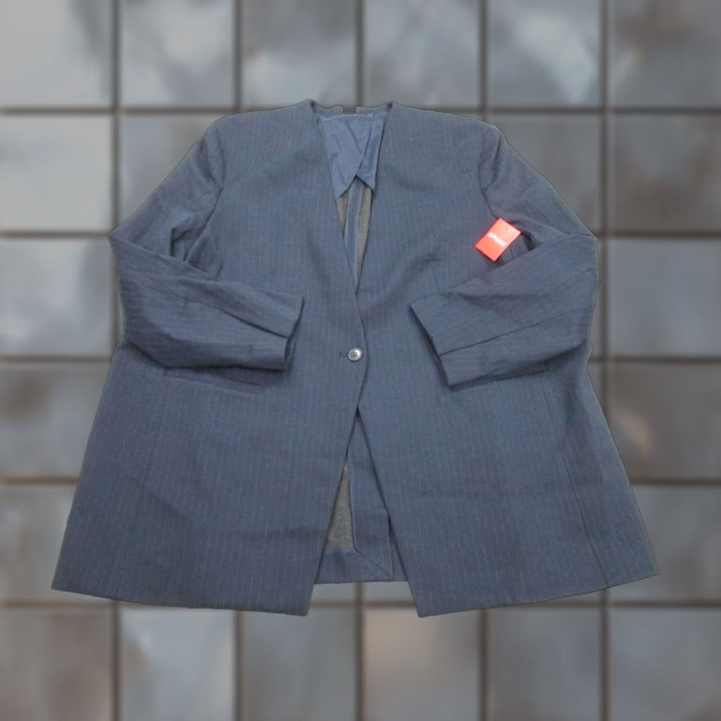 Spanx SPANX Blazer Womens 2X Blue Pinstripe Minimalist Collarless Coat Regular Fit Size XXL / US 16-18 / IT 52-54 - 1 Thumbnail