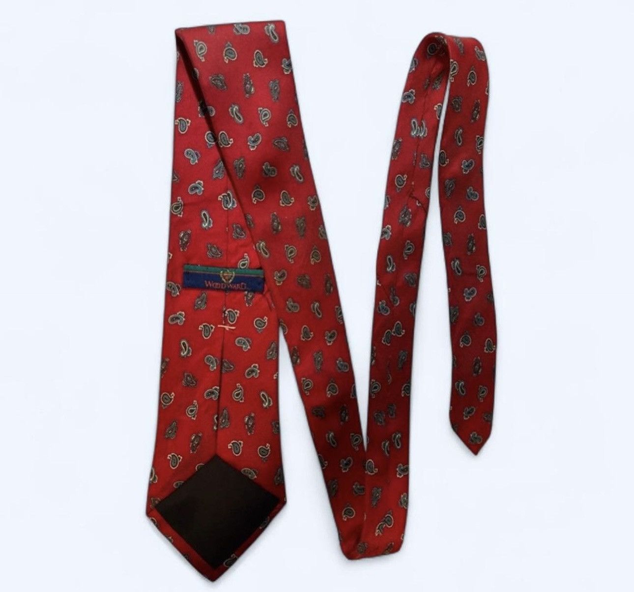 Woodward Vtg Red Paisley Tie Woodward Silk Bright Colorful Elegant Size ONE SIZE - 3 Thumbnail