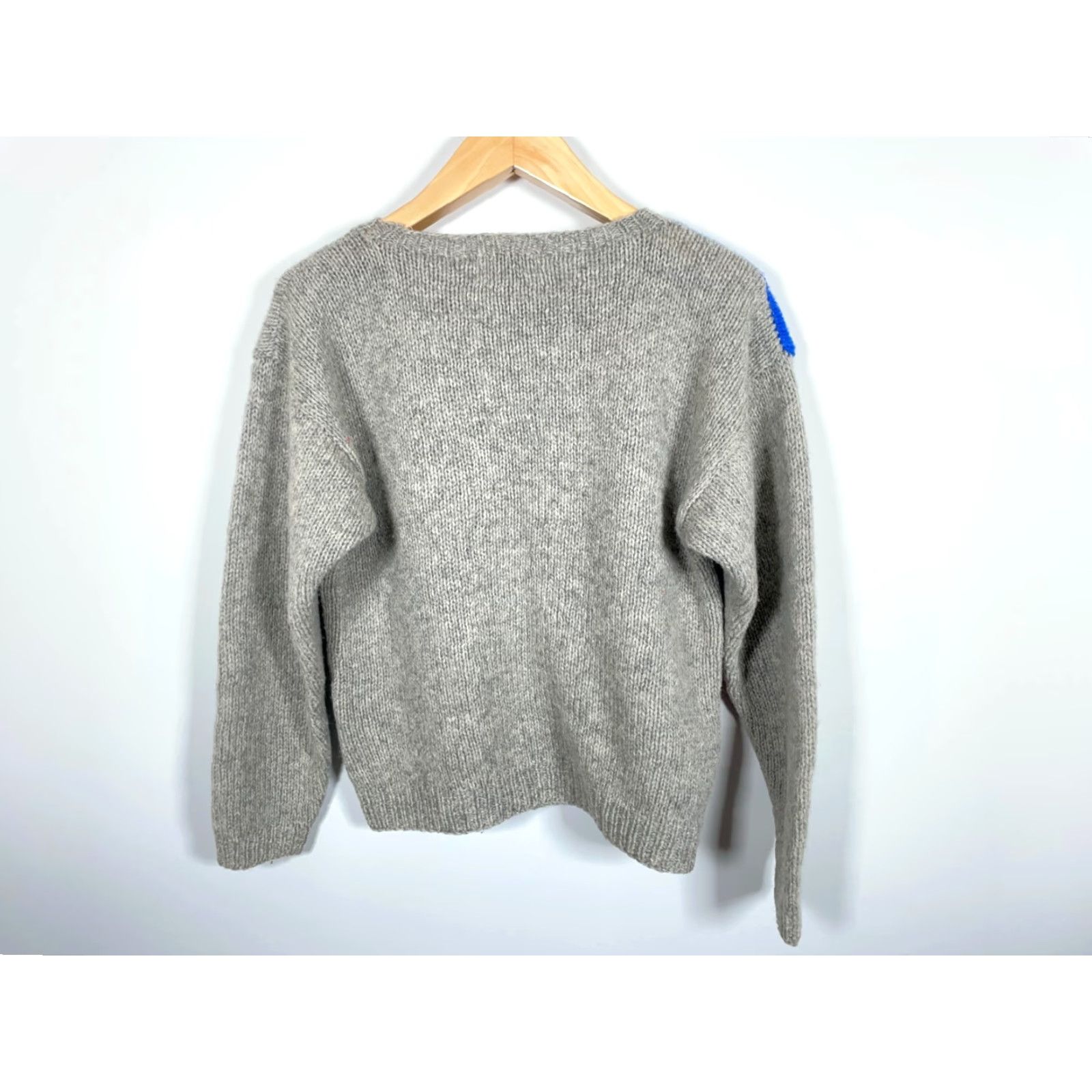 Vintage VINTAGE Eagle's Eye Sweater Women's Medium Gray Cable-Knit Geometric Cat Heart Sheep Retro 90s Size M / US 6-8 / IT 42-44 - 2 Thumbnail