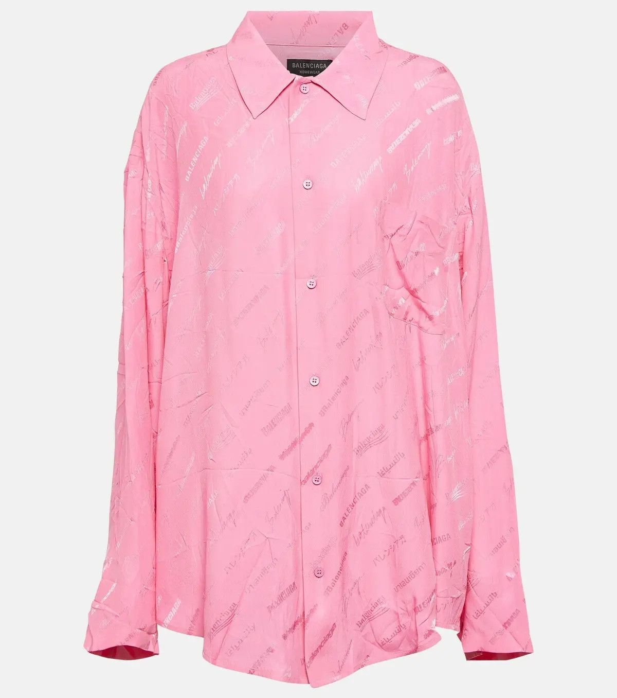 Balenciaga o1bcso1str1124 Logomania All Over Minimal Shirt Large Fit Size XS / US 0-2 / IT 36-38 - 1 Thumbnail