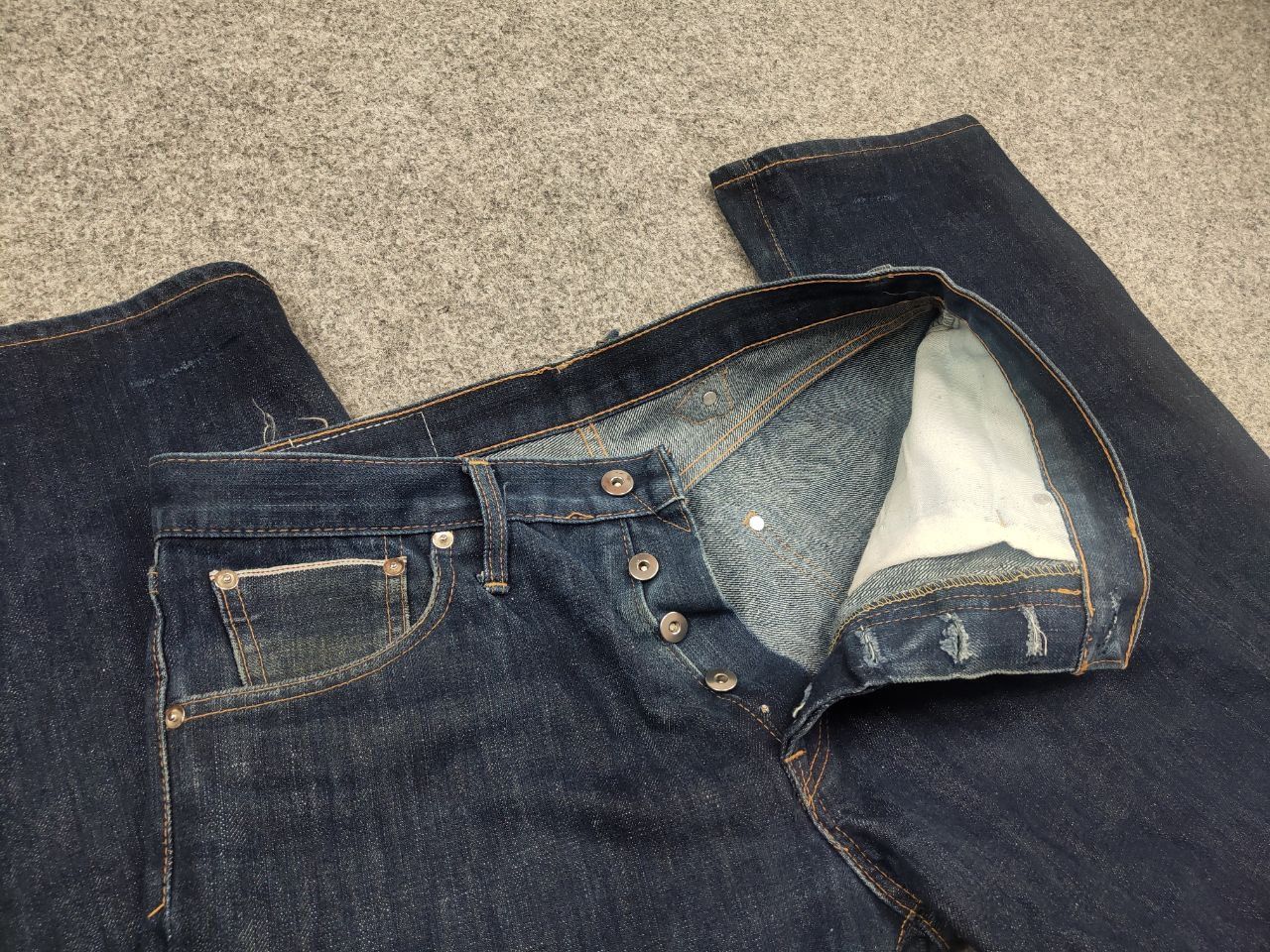 Japanese Brand Vintage D.H. Tribute Japanese Selvedge Faded Denim Jeans Size US 32 / EU 48 - 12 Thumbnail
