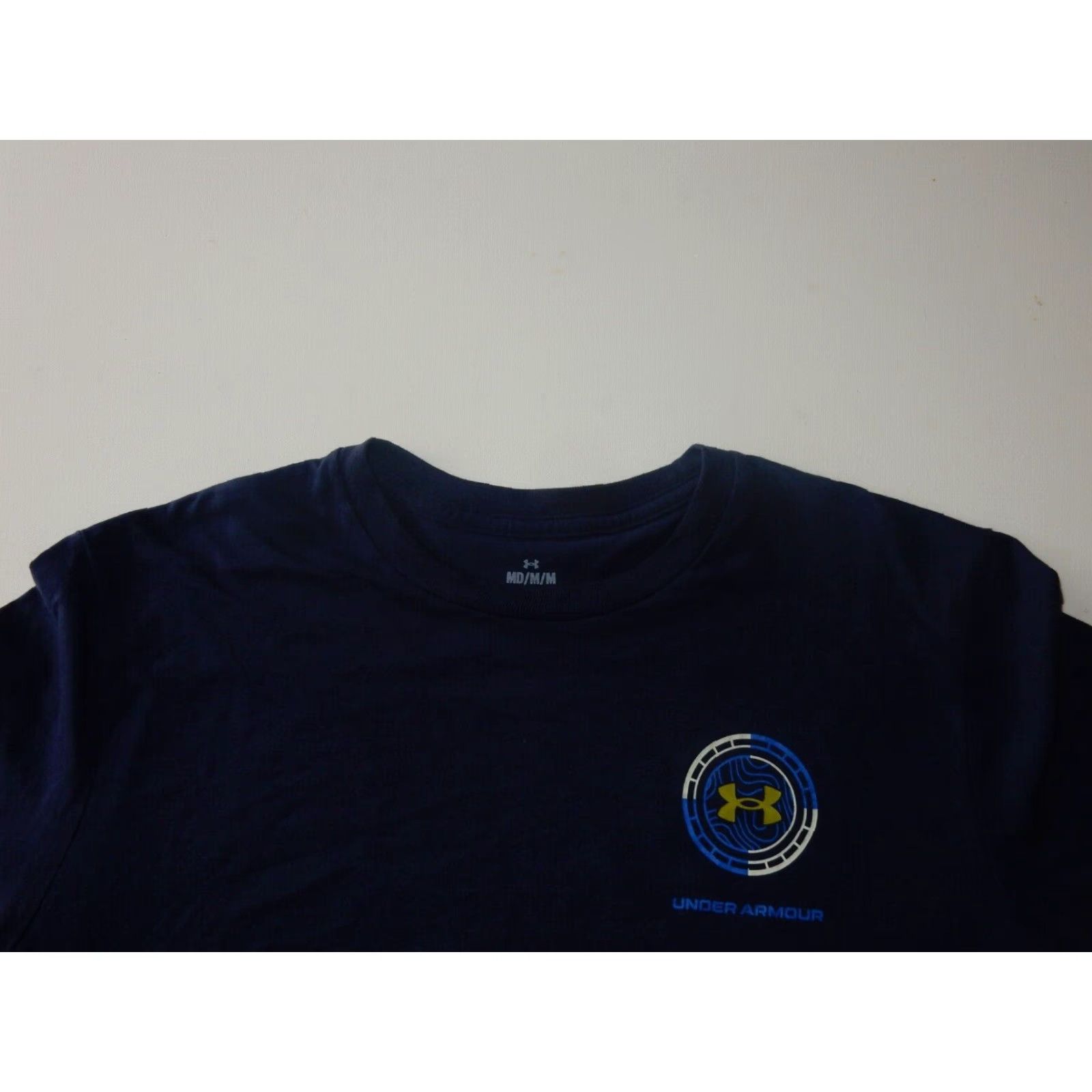 Under Armour VINTAGE Under Armour Men's T-Shirt Short Sleeve Large Blue Cotton Blend 90s Casual Mens Size US L / EU 52-54 / 3 - 2 Thumbnail
