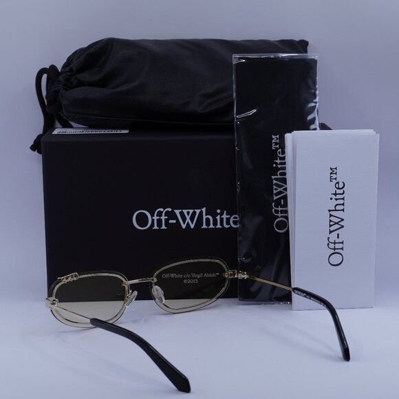 Off-White Off-White OERI13M MIAMI 766E Sunglasses Gold Oval Frame Size ONE SIZE - 10 Thumbnail