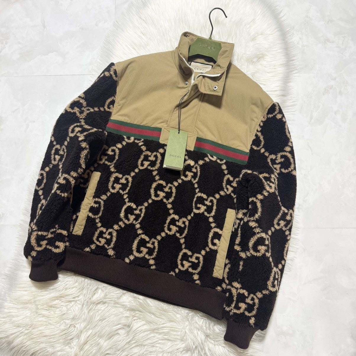Gucci with tags. Gucci Jacquard GG Pattern Sherry Line Half-Zip Size US S / EU 44-46 / 1 - 5 Thumbnail