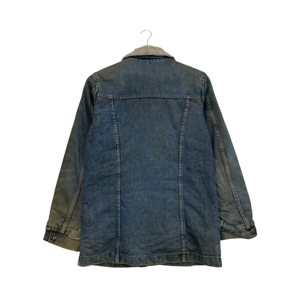Indigo 🗣️Vintage Distressed Wrangler Shearling Denim Warm Jacket Size M / US 6-8 / IT 42-44 - 2 Thumbnail