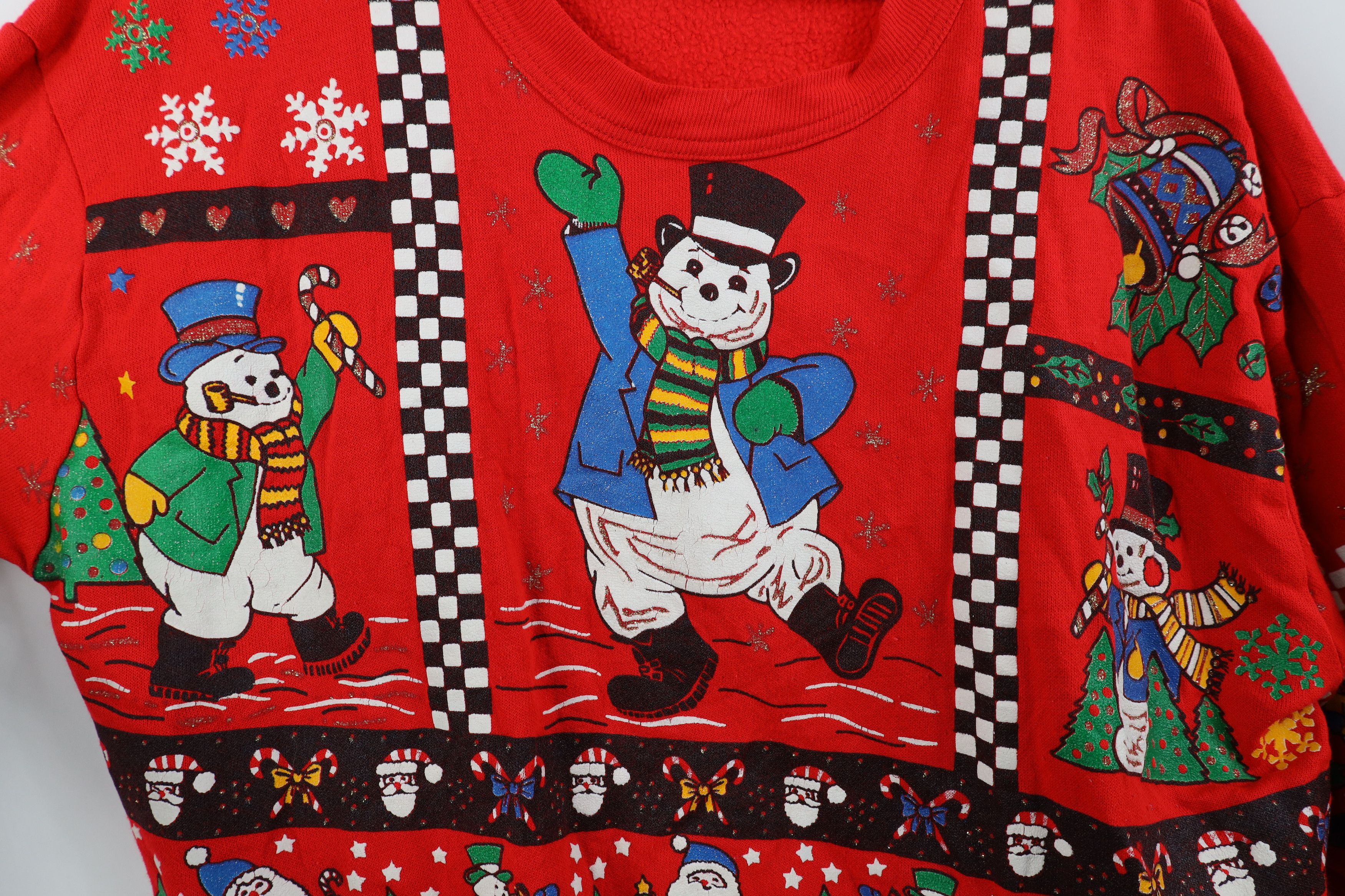 Vintage Vintage 90s Streetwear Snowman All Over Print Sweatshirt USA Size M / US 6-8 / IT 42-44 - 4 Thumbnail