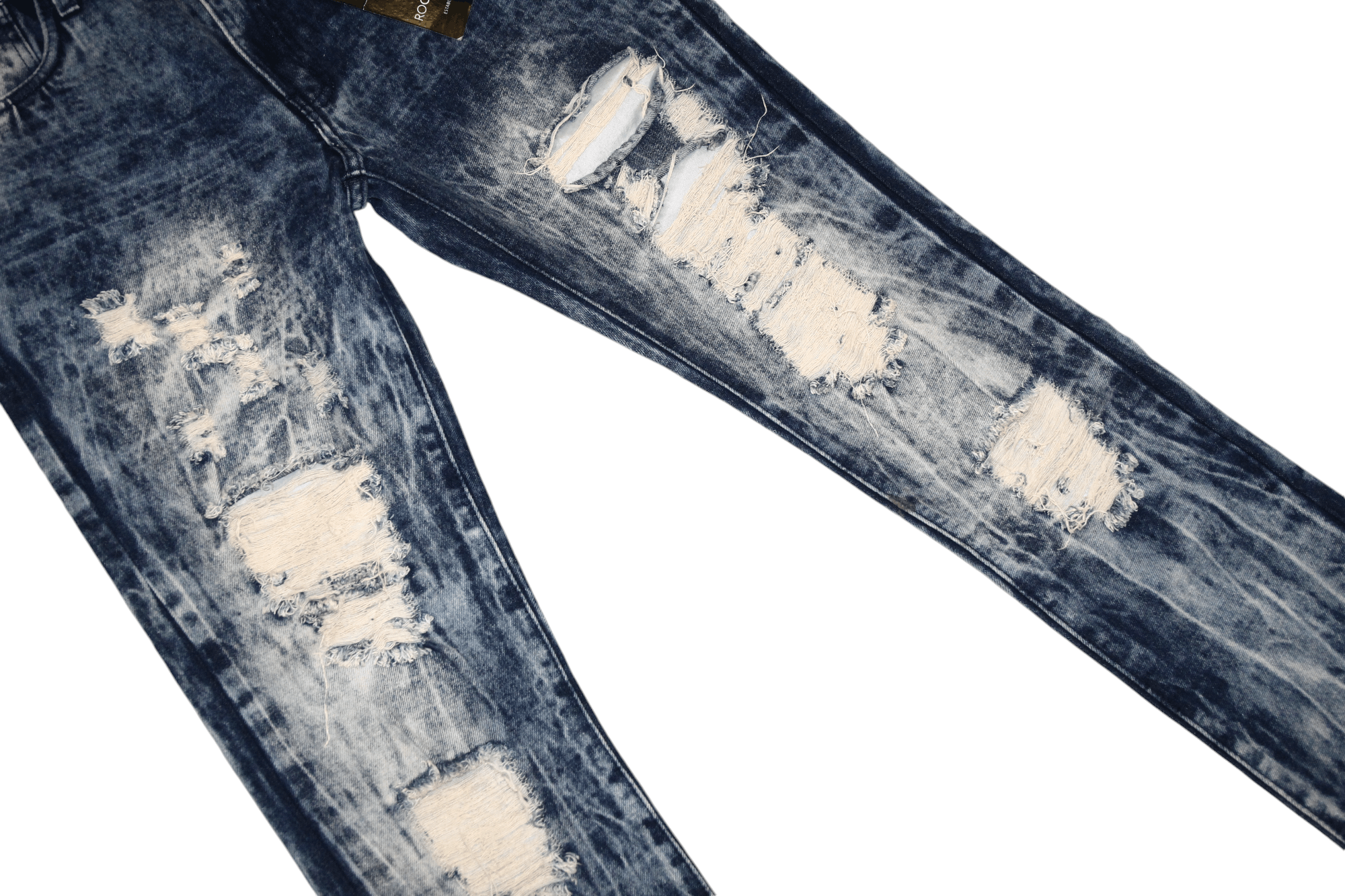 Rocawear 🔥Rockawear Dark Acid Wash Distressed Jeans Rhinestones Trim Size US 34 / EU 50 - 9 Thumbnail