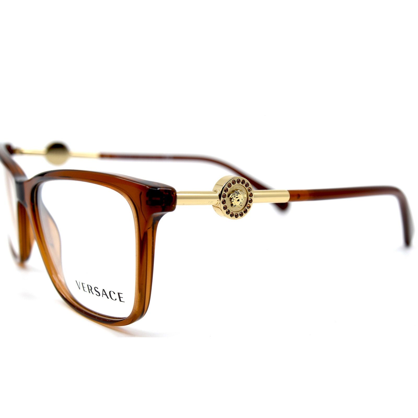 Versace NEW VERSACE VE3299B 5324 TRANSPARENT BROWN EYEGLASSES FRAME Size ONE SIZE - 12 Thumbnail