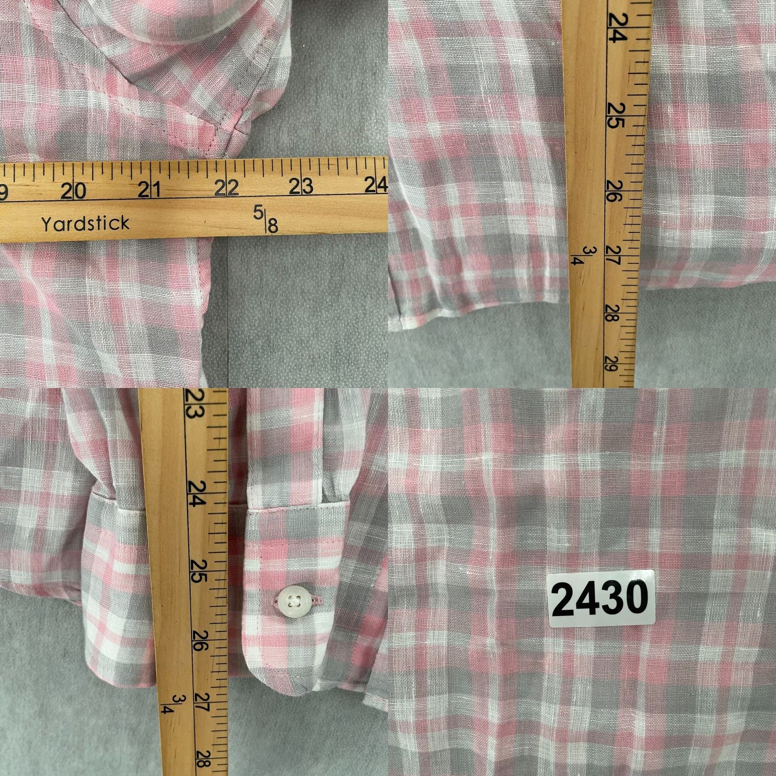 Faherty Faherty Button-Up Shirt Adult Large Pink Plaid Linen Long Sleeve Pocket Casual Mens Size US L / EU 52-54 / 3 - 8 Thumbnail