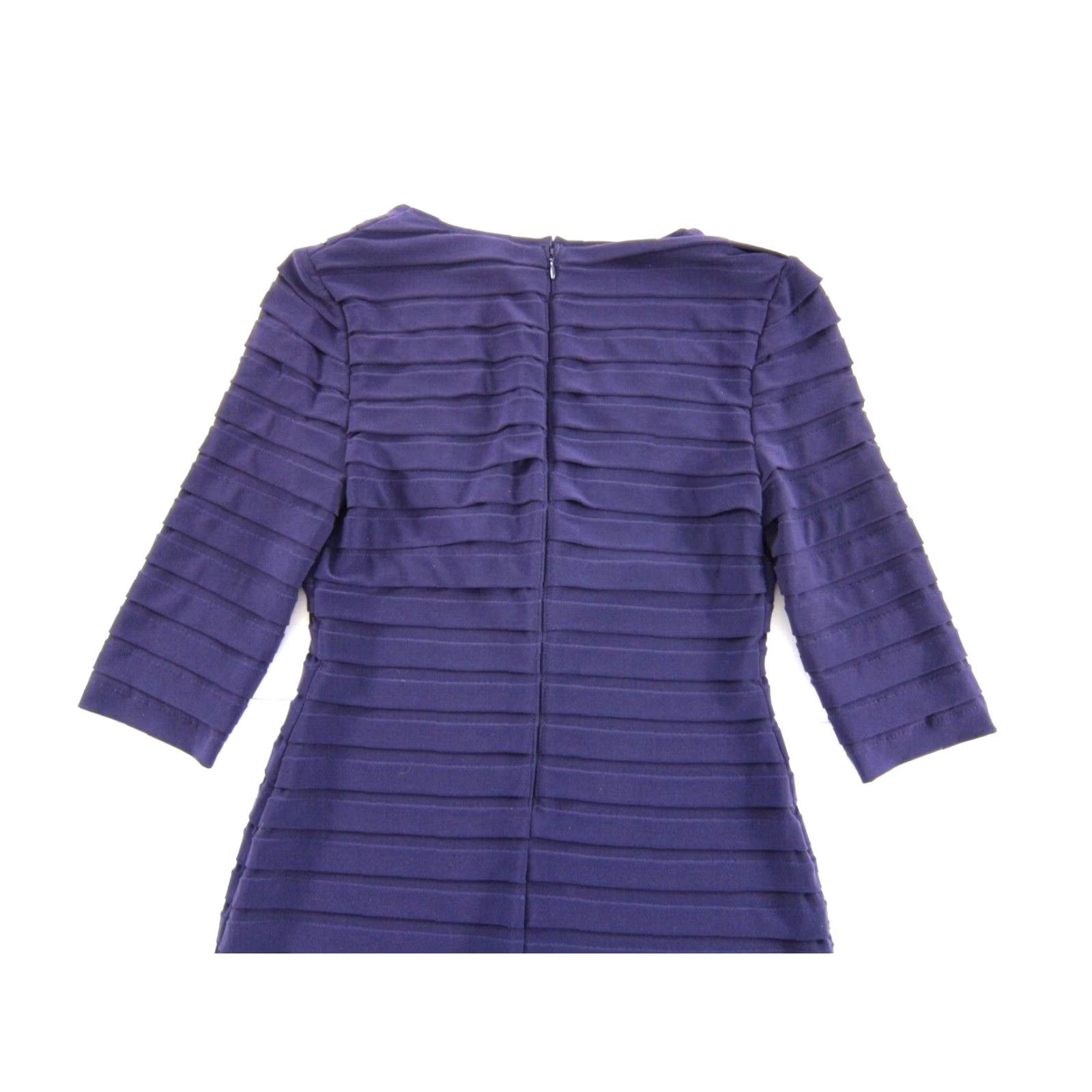 Adrianna Papell Adrianna Papell Eggplant Purple Stretch Layered V-Neck 3/4 Sleeve Dress 6 Petite Size M / US 6-8 / IT 42-44 - 5 Thumbnail