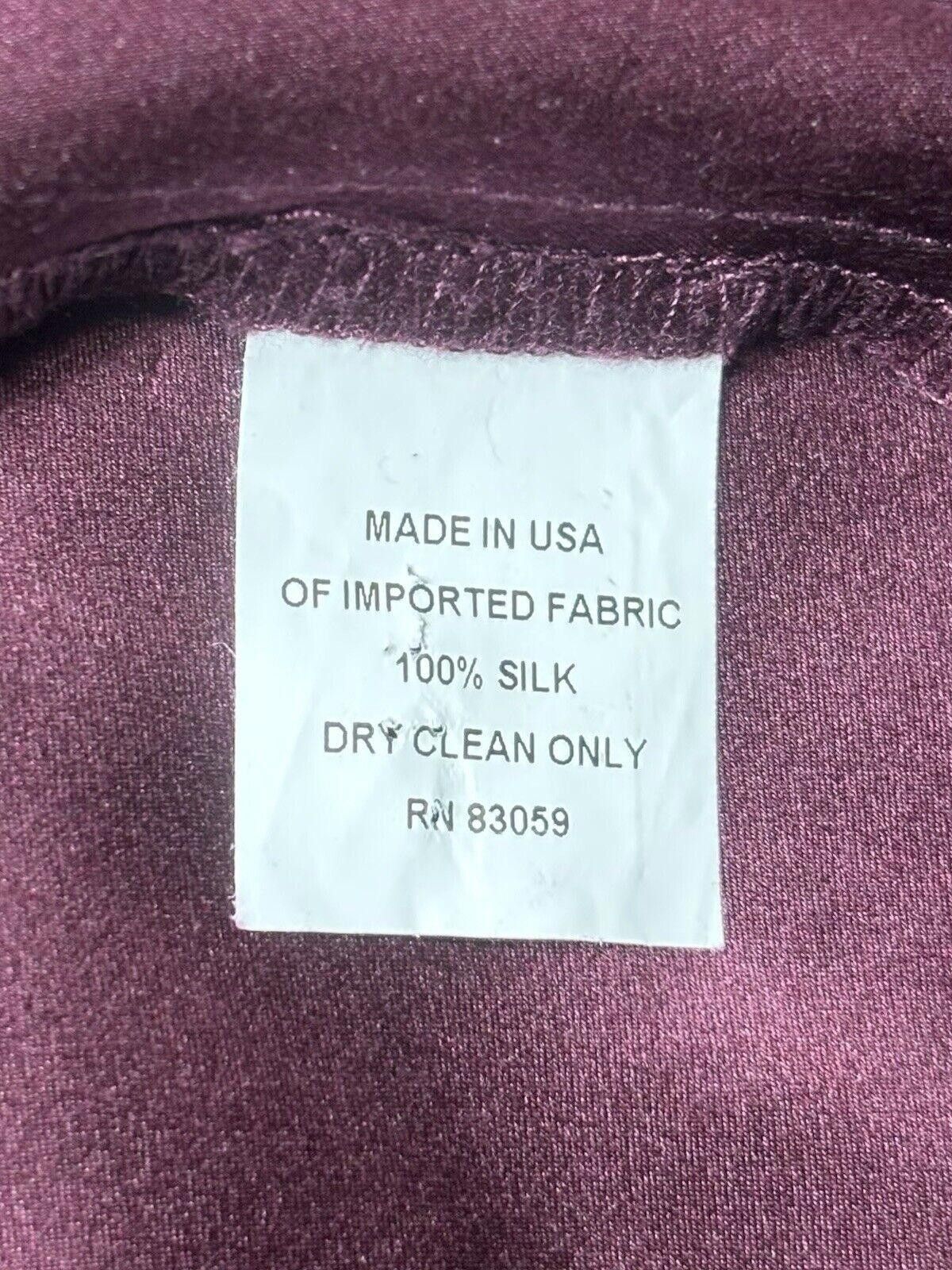 Drew House Drew Top Women's XL 100% Silk Button Cold Shoulder Burgundy Size XL / US 12-14 / IT 48-50 - 3 Thumbnail