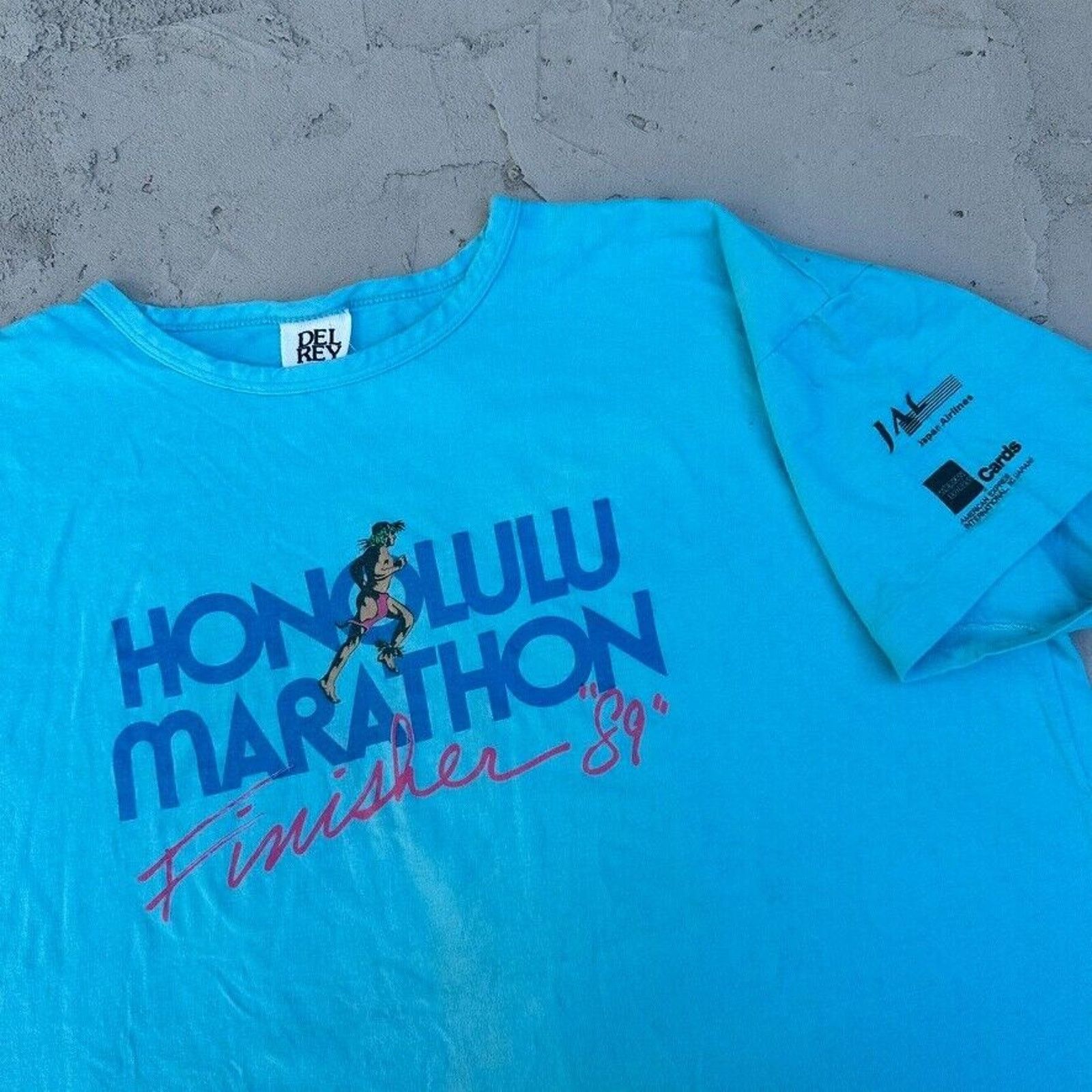 Vintage Vintage Honolulu Marathon Hawaii 1989 Blue Boxy T Shirt Size M / US 6-8 / IT 42-44 - 2 Thumbnail