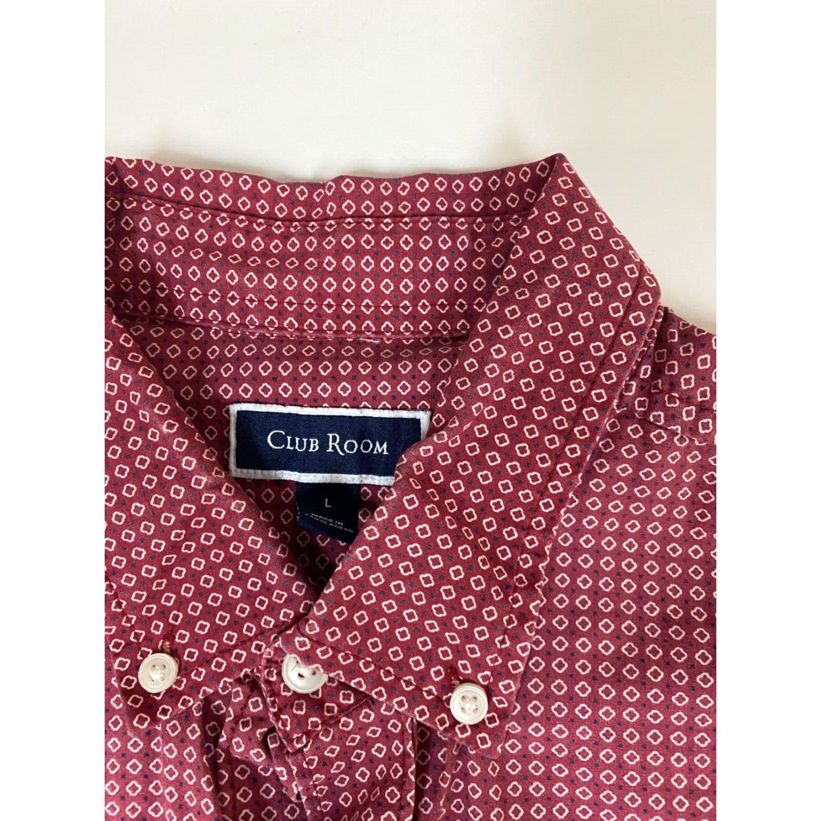 Club Room Club Room Mens Shirt Large Red Chest Pocket Dots Size US L / EU 52-54 / 3 - 4 Thumbnail