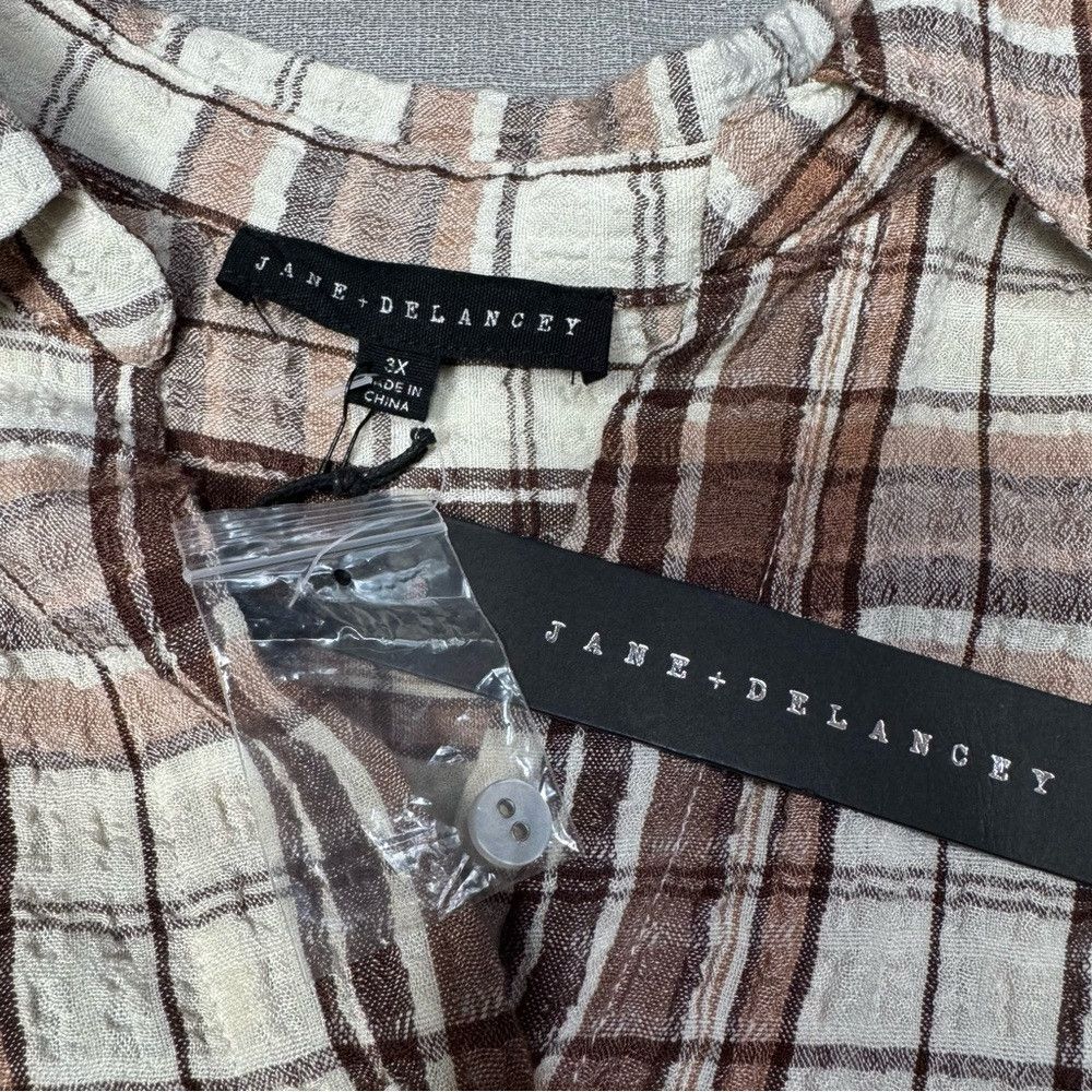 Other NWT New Jane and Delancey Textured Rayon Plaid Long Sleeve Size 3XL / US 20-22 - 5 Thumbnail