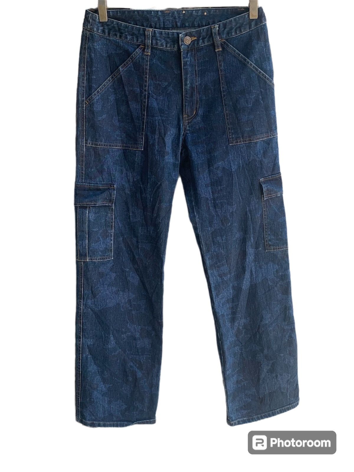 image of Japanese Cargo Camo Jeans in Blue, Men's (Size 30)