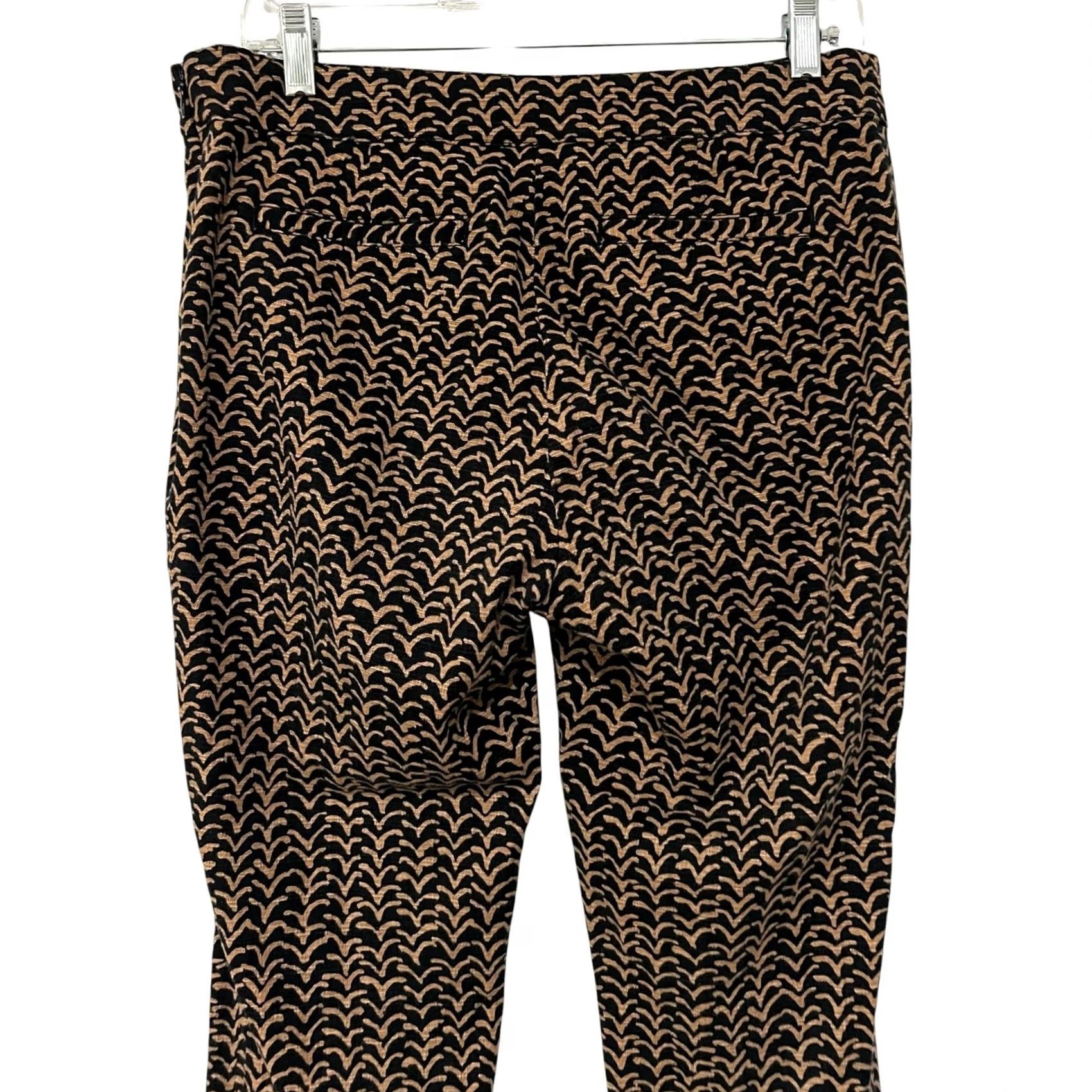 Anthropologie Cartonnier Anthropologie Women’s Black Motif Print Ankle Pants Slim Fit 8 Cotton Blend Slim Rise Mid Inseam 25.5 in Hook Zip Womens Size 30" / US 8 / IT 44 - 5 Thumbnail