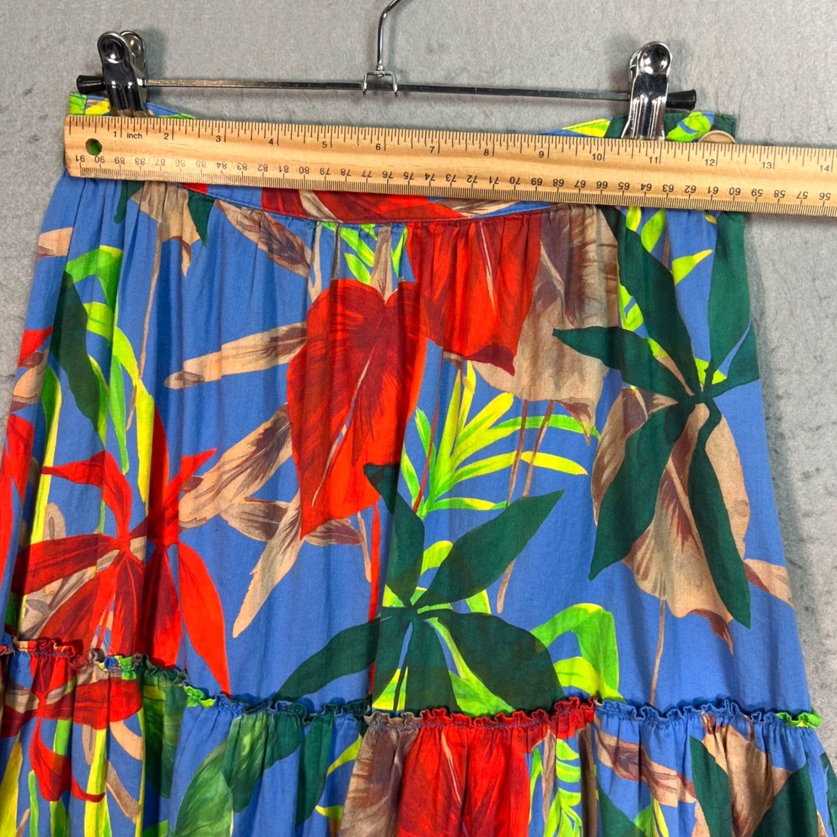 Zara Zara Womens XS Tiered Floral Print Skirt Midi Blue Cotton Polyester A-Line Sort Casual Party/Cocktail Womens Skirt XS Size 26" / US 2 / IT 38 - 4 Thumbnail