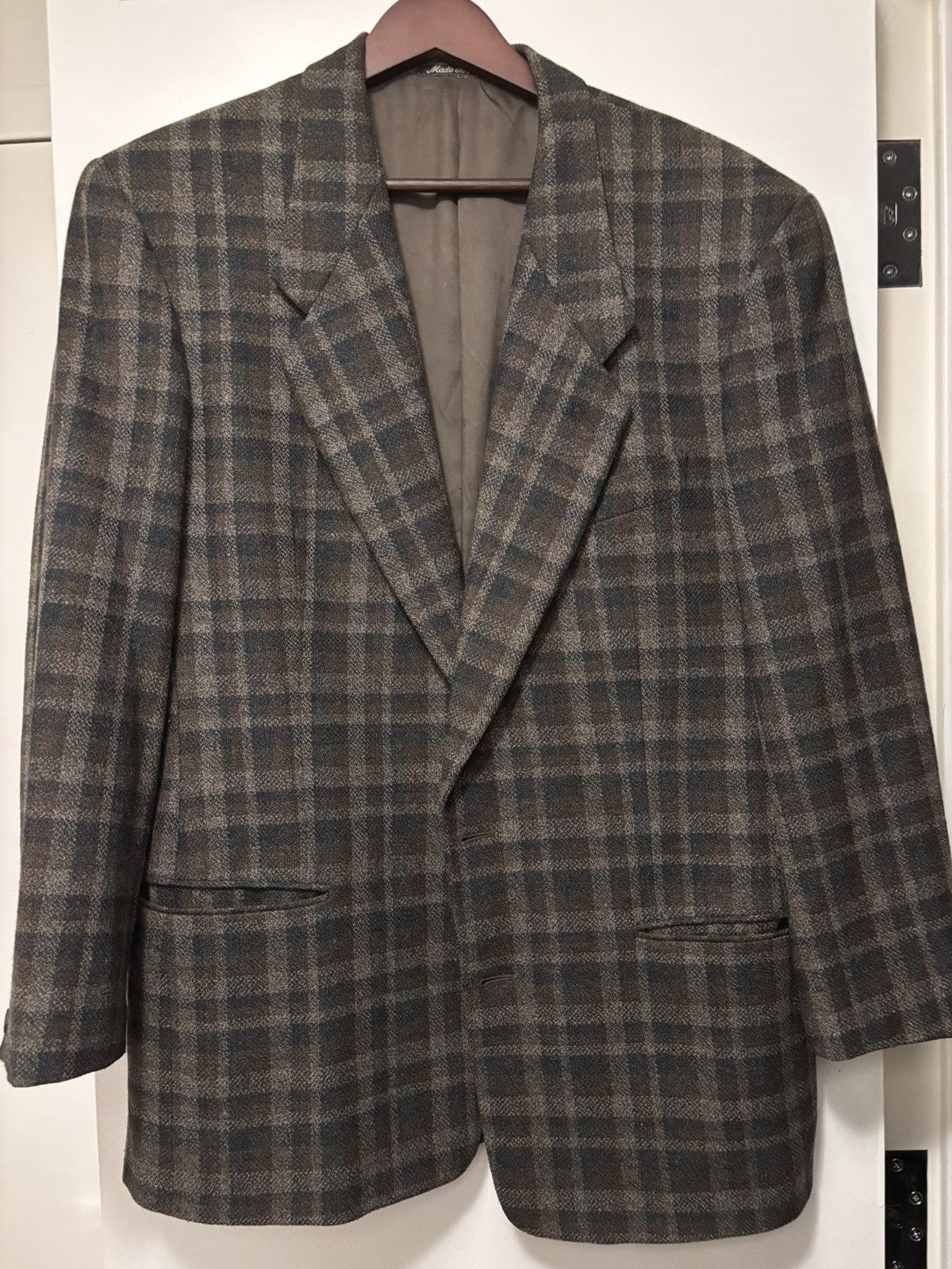 Giorgio Armani Vintage Giorgio Armani Check Pattern Wool Blazer Brown 39 Size 40R - 1 Thumbnail