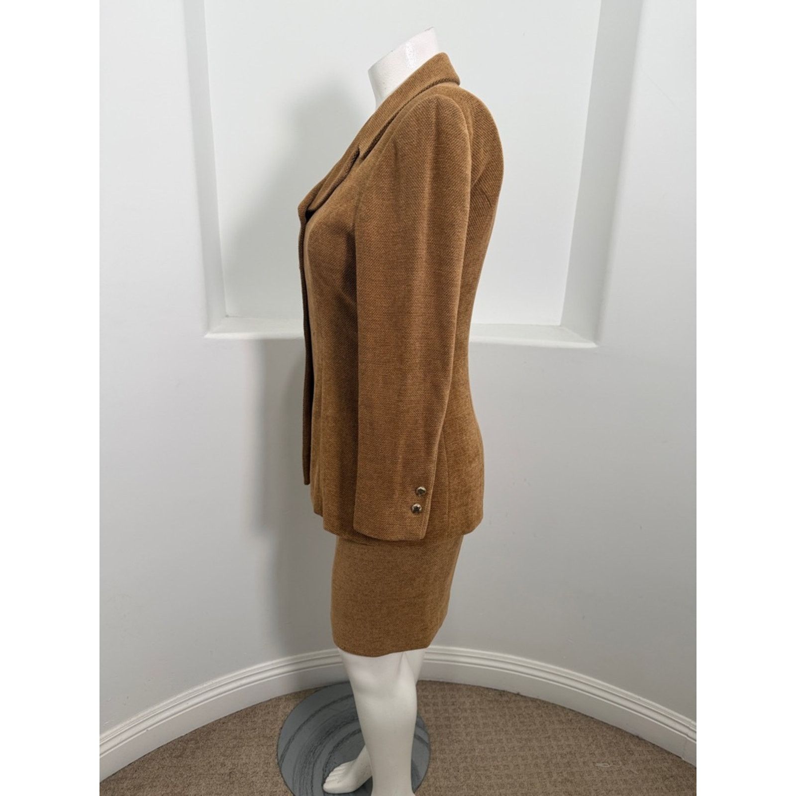 St. John Griffin Cray for St John Vintage Brown Skirt Jacket Suit 10 Size L / US 10 / IT 46 - 3 Thumbnail