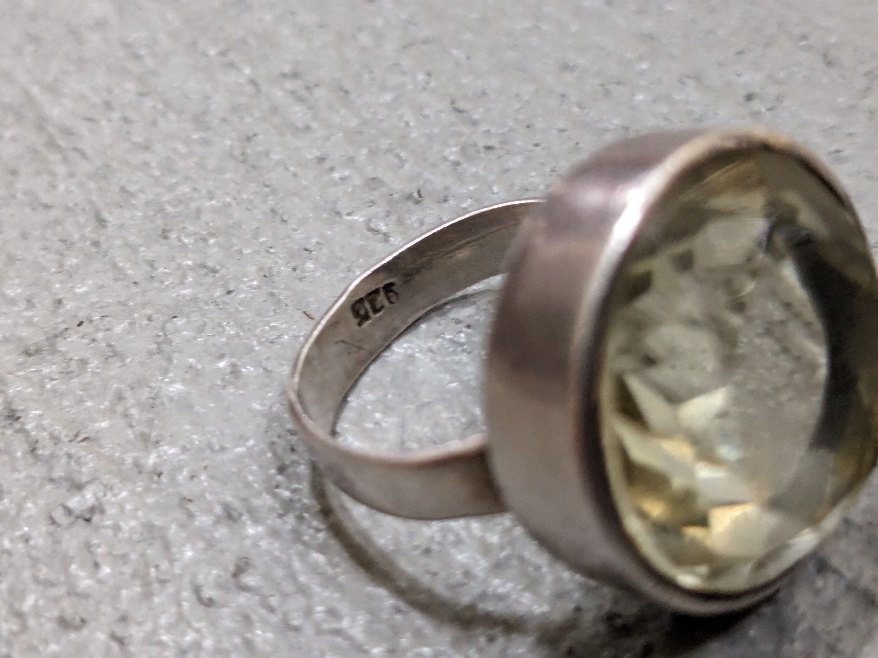 Jewelry × Vintage Sterling Silver Ring Size 7.5 Citrine Round Modern Cocktail Size ONE SIZE - 6 Thumbnail
