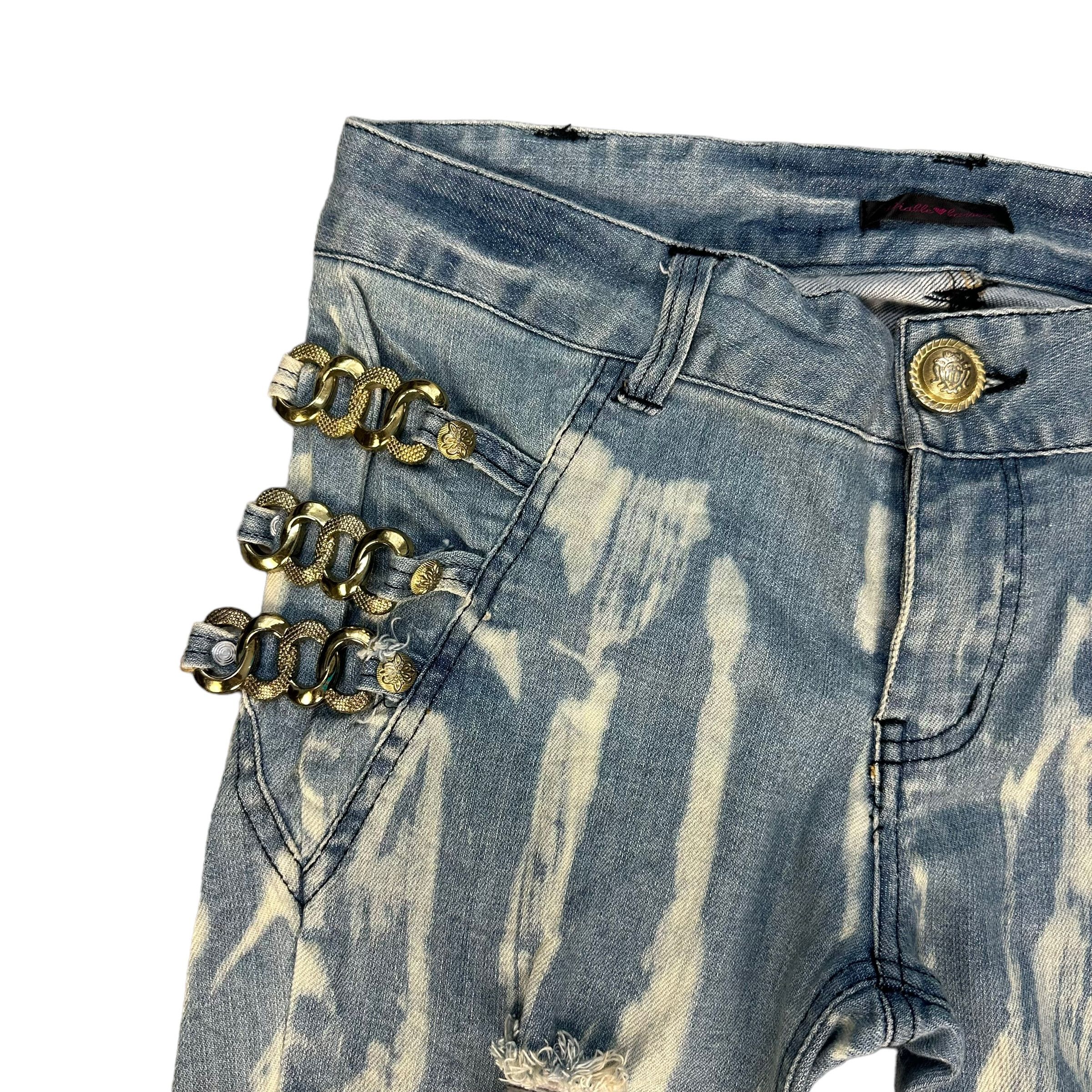 Japanese Brand DIALLE LAISEN DISTRESSED FASHION LIGHT WASH JEANS #8847-031 Size 33" - 3 Thumbnail