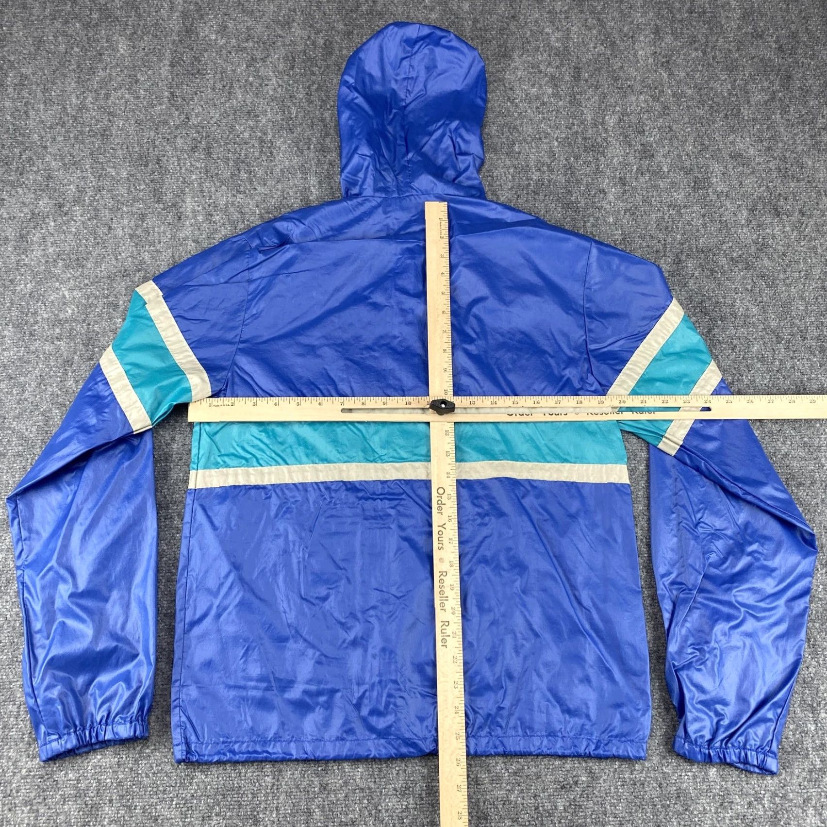Lacoste VINTAGE IZOD Lacoste Jacket Mens S Hooded 1/4 Zip Windbreaker Blue Striped 80s Retro Size US S / EU 44-46 / 1 - 5 Thumbnail