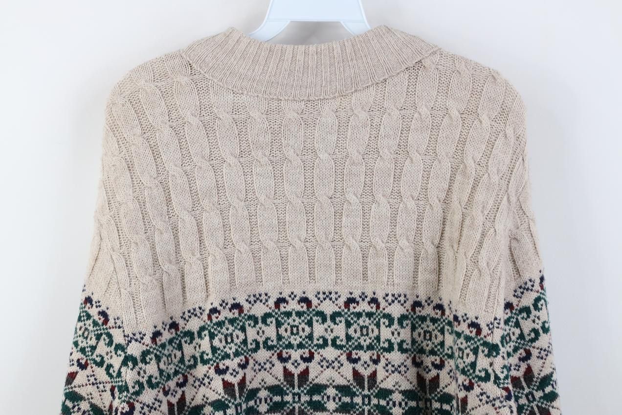 Vintage Vintage 70s Streetwear Chunky Cable Knit Mock Neck Sweater Size US L / EU 52-54 / 3 - 8 Thumbnail