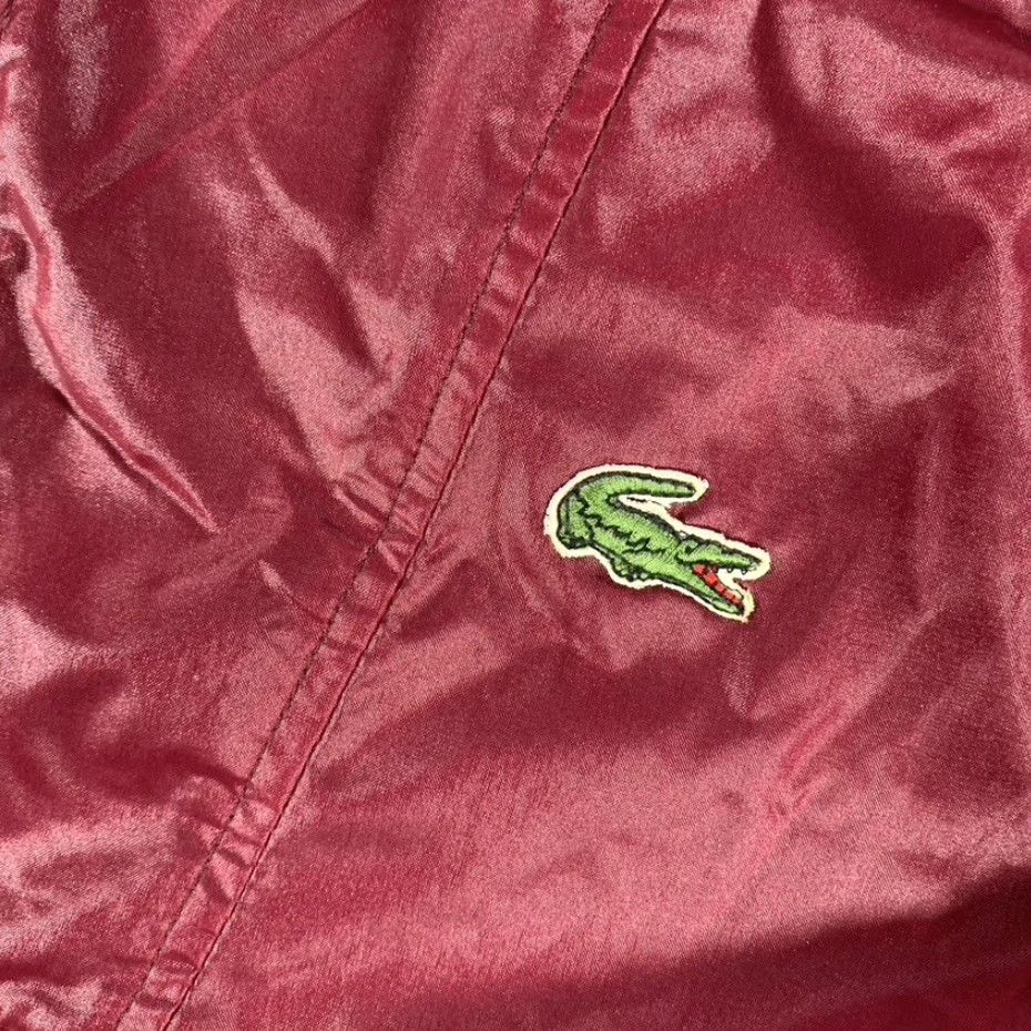 VTG Lacoste Men's Nylon Hooded Anorak Full Zip Jacket Burgundy Red Small