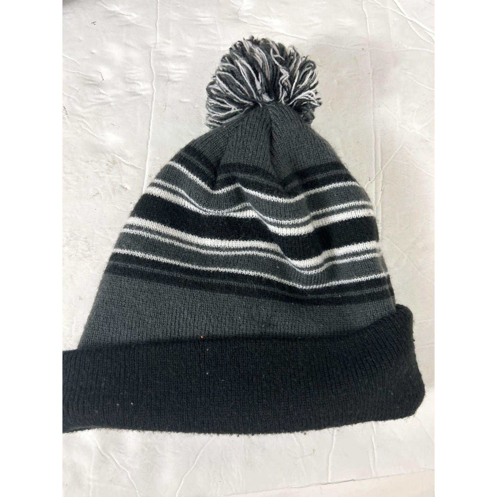 New Era BROOKLYN NETS NEW ERA NBA POM BEANIE STRIPED ADULT HAT BLACK GREY WHITE Size ONE SIZE - 6 Thumbnail