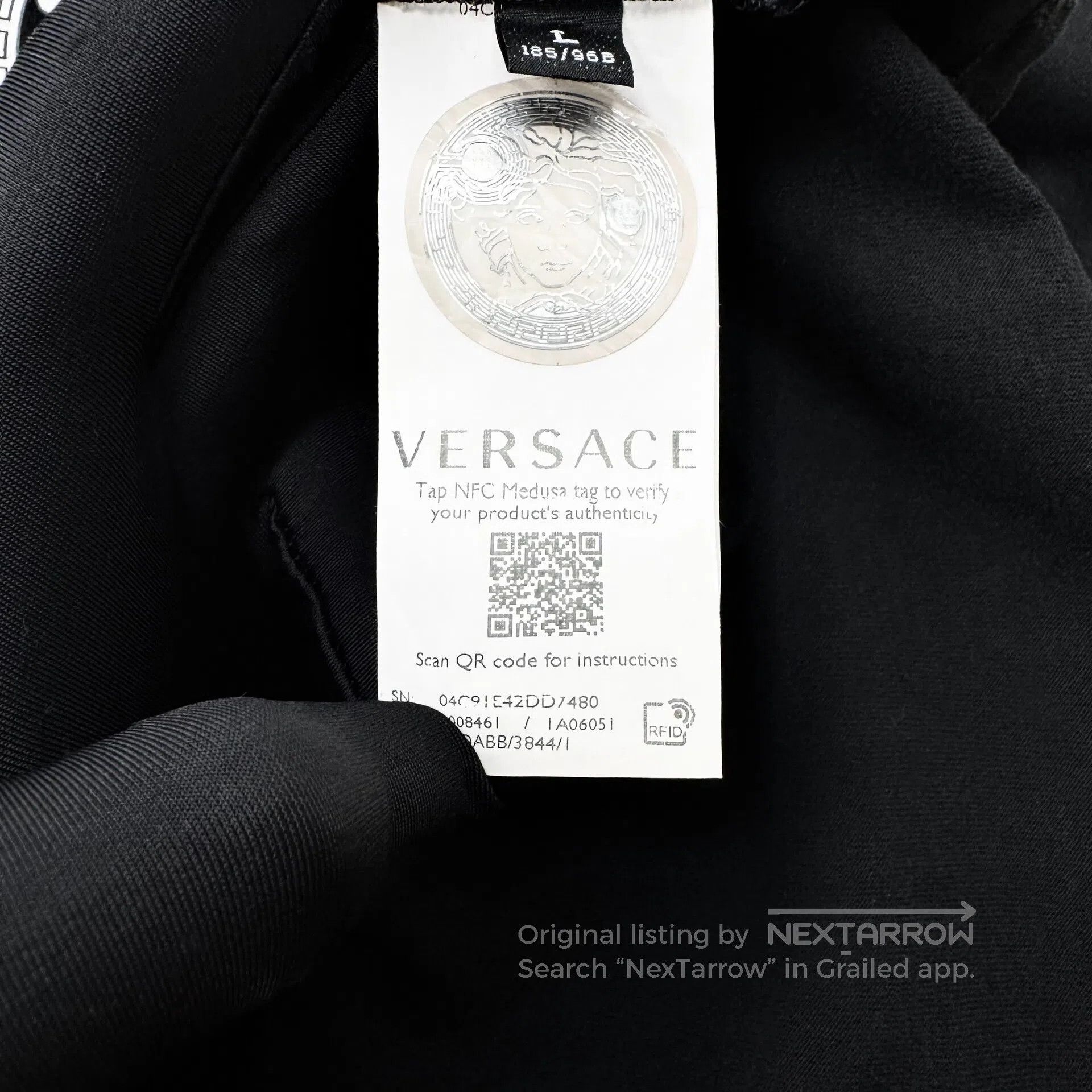 Versace Versace Black Shiny Cotton Medusa Letter Logo Short Sleeve Size US L / EU 52-54 / 3 - 5 Thumbnail