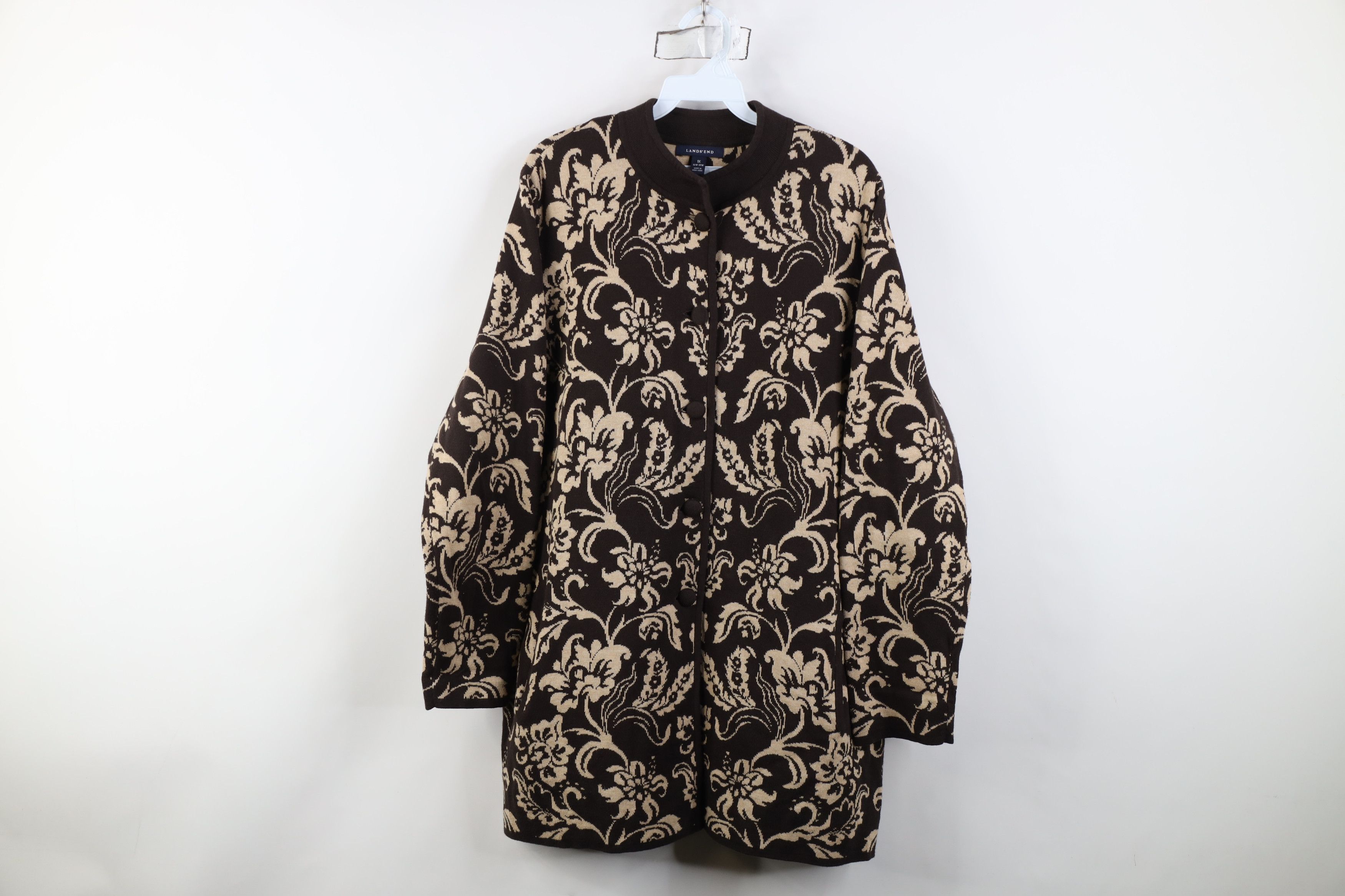 Lands' End Vintage Lands End Cotton Knit Flower Cardigan Sweater Size XL / US 12-14 / IT 48-50 - 1 Thumbnail