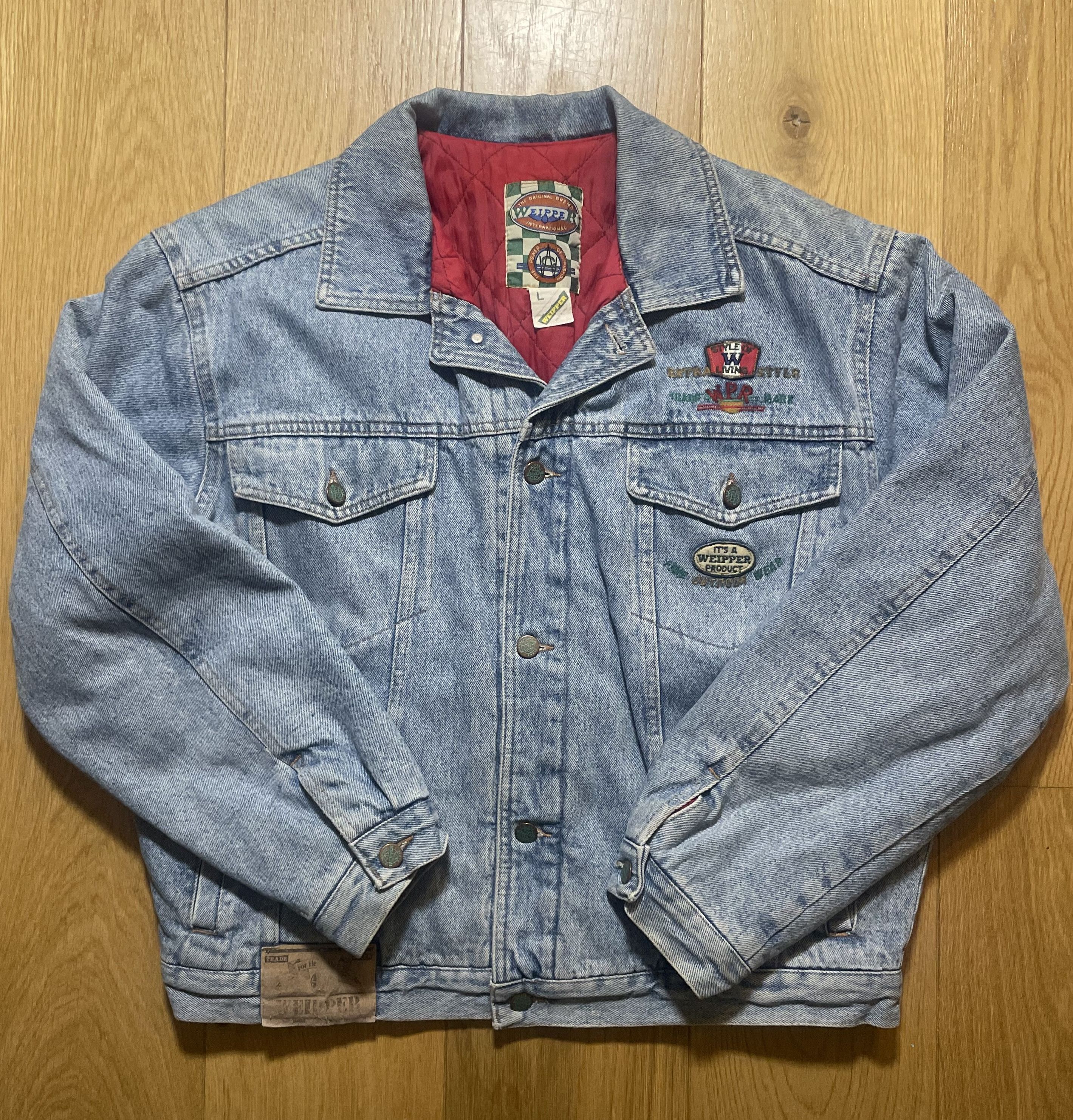 Other Vintage Embroidered Denim Jacket Quilted Lined 90s Size US L / EU 52-54 / 3 - 1 Thumbnail