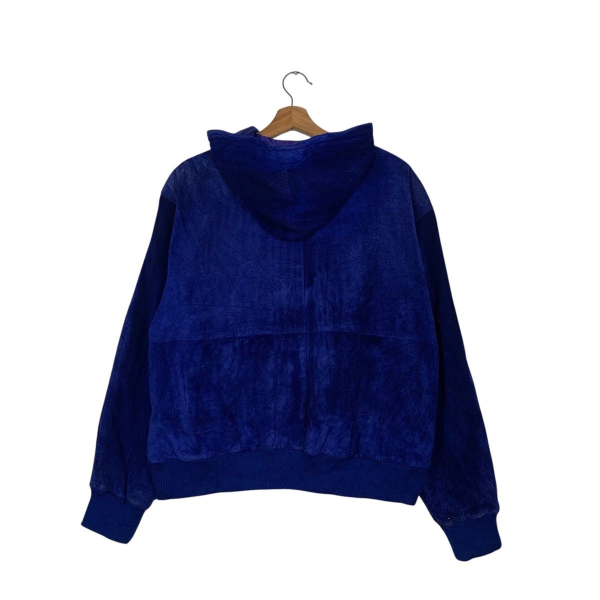 Japanese Brand TAMNERY WEST Hooded Blue Suede Leather Jacket #2437-C109 Size US L / EU 52-54 / 3 - 7 Thumbnail