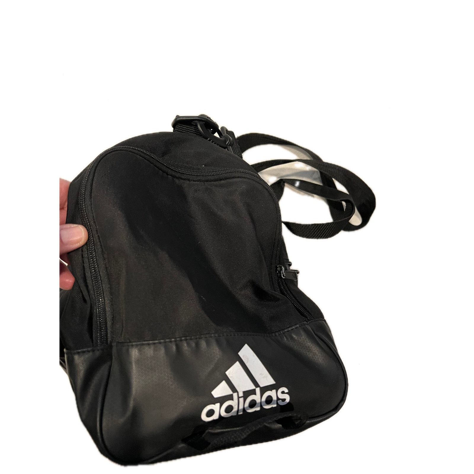 Adidas Adidas Faux Leather Medium 18"x12"x10" Black Duffel Gym Bag Size ONE SIZE - 6 Thumbnail
