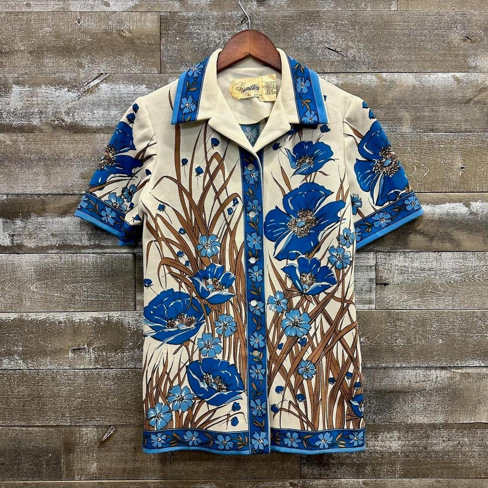 Vintage Vintage hamilton short sleeve button up shirt blue floral Size US S / EU 44-46 / 1 - 1 Thumbnail