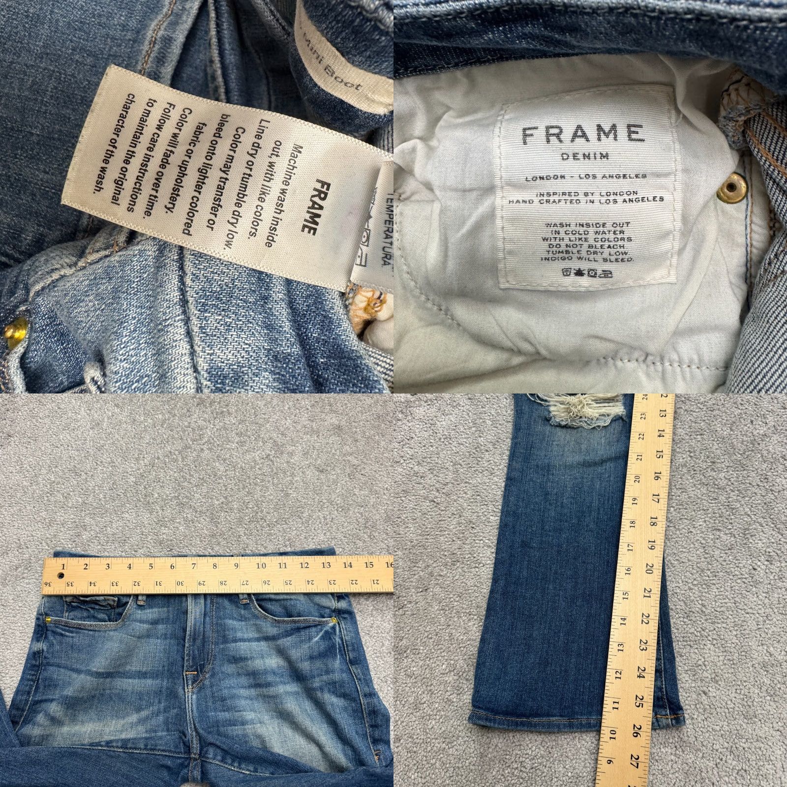 Frame VINTAGE Frame Le Crop Mini Boot Denim Jeans Womens 25 Blue Distressed Casual Blank Size 42" / US 20 - 9 Thumbnail