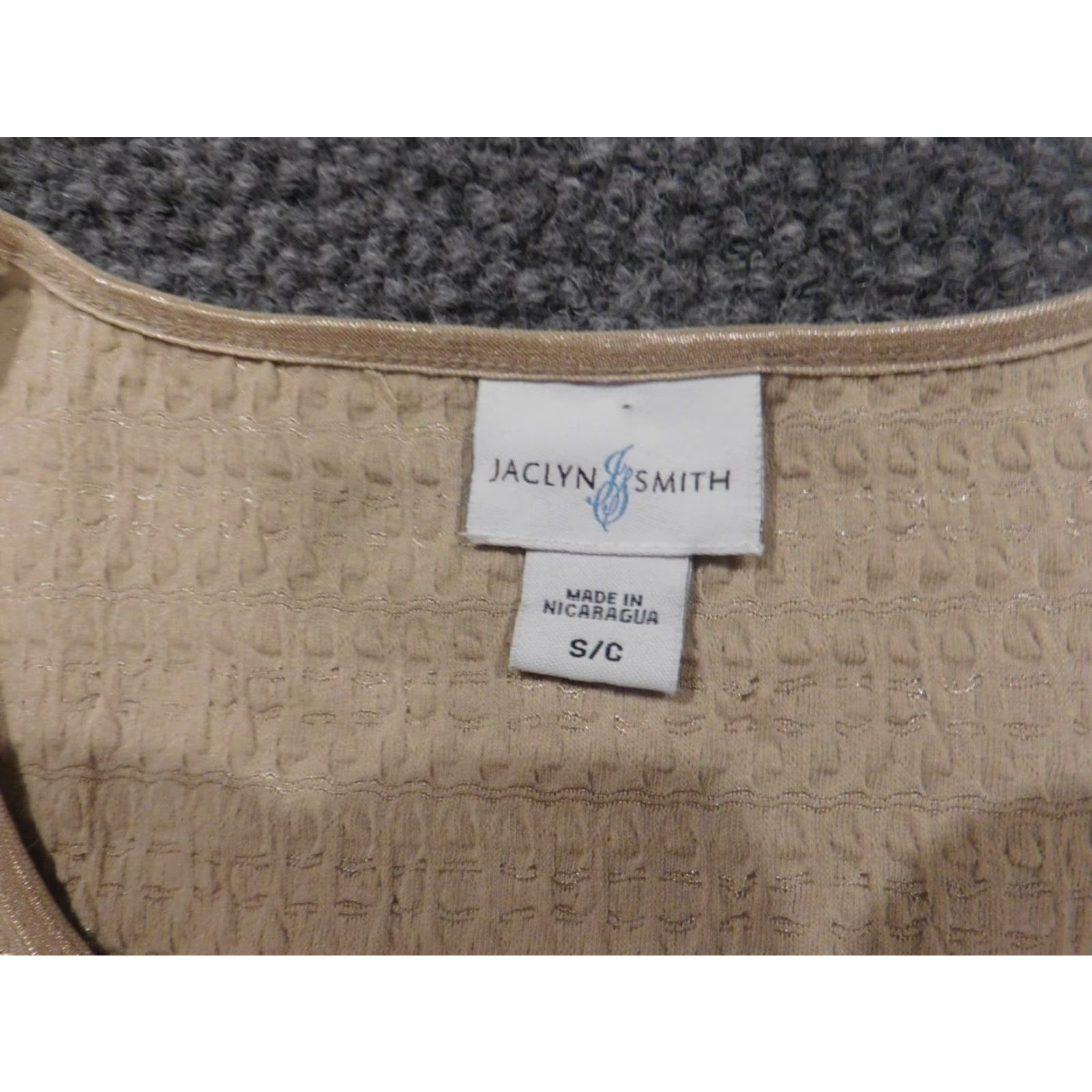 Vintage Jaclyn Smith Womens Blouse S Beige Short Sleeve Crew Neck Pullover Regular Lightweight Stretch Casual Solid Basic Classic Size S / US 4 / IT 40 - 4 Thumbnail