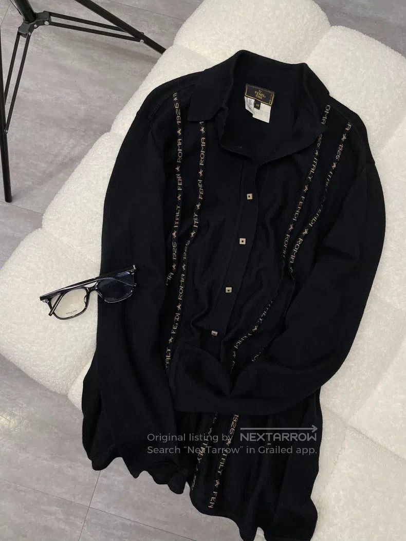 Fendi Fendi Striped Knit Polo Cardigan Size XS / US 0-2 / IT 36-38 - 1 Thumbnail