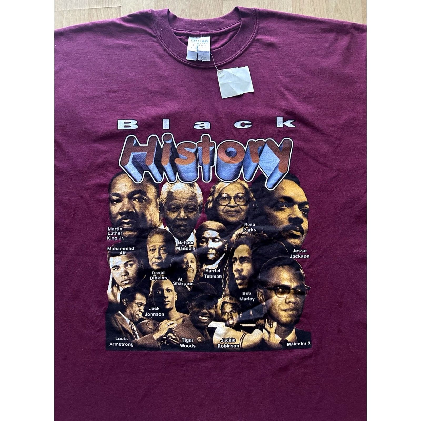 Gildan VINTAGE 90s 1995 Black American MLK MLK Rap Tee Gildan T-Shirt 2XL US USA Burgundy NWT Size US XXL / EU 58 / 5 - 3 Thumbnail