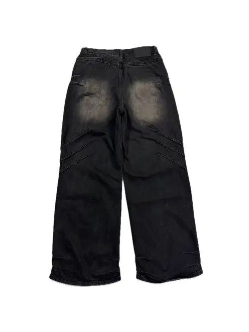 Jean Washed and Aged Frayed Print Street Y2K Jeans Size US 32 / EU 48 - 4 Thumbnail