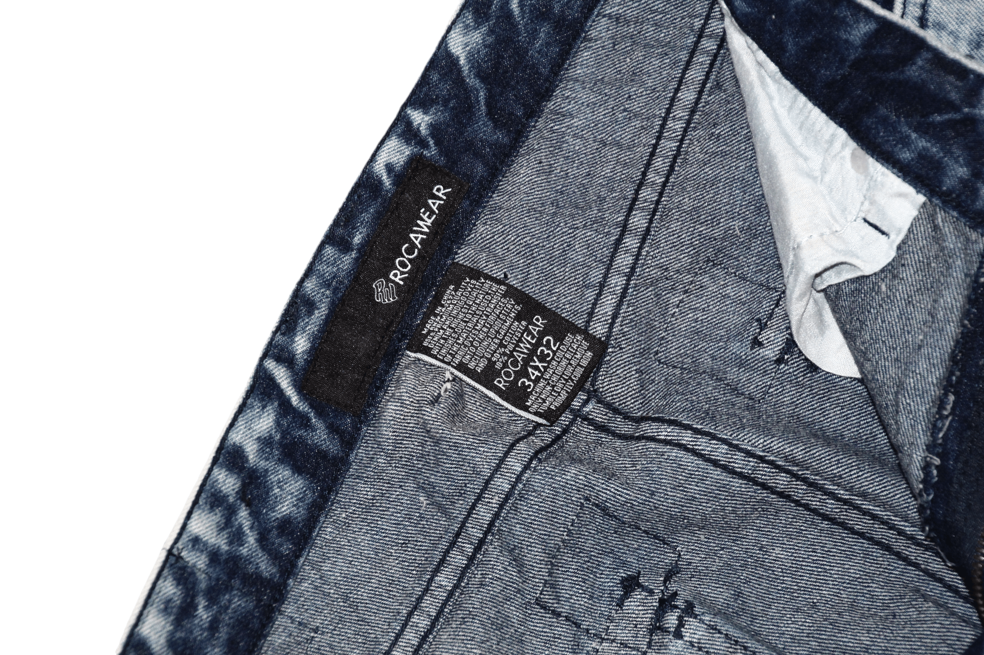 Rocawear 🔥Rockawear Dark Acid Wash Distressed Jeans Rhinestones Trim Size US 34 / EU 50 - 2 Thumbnail