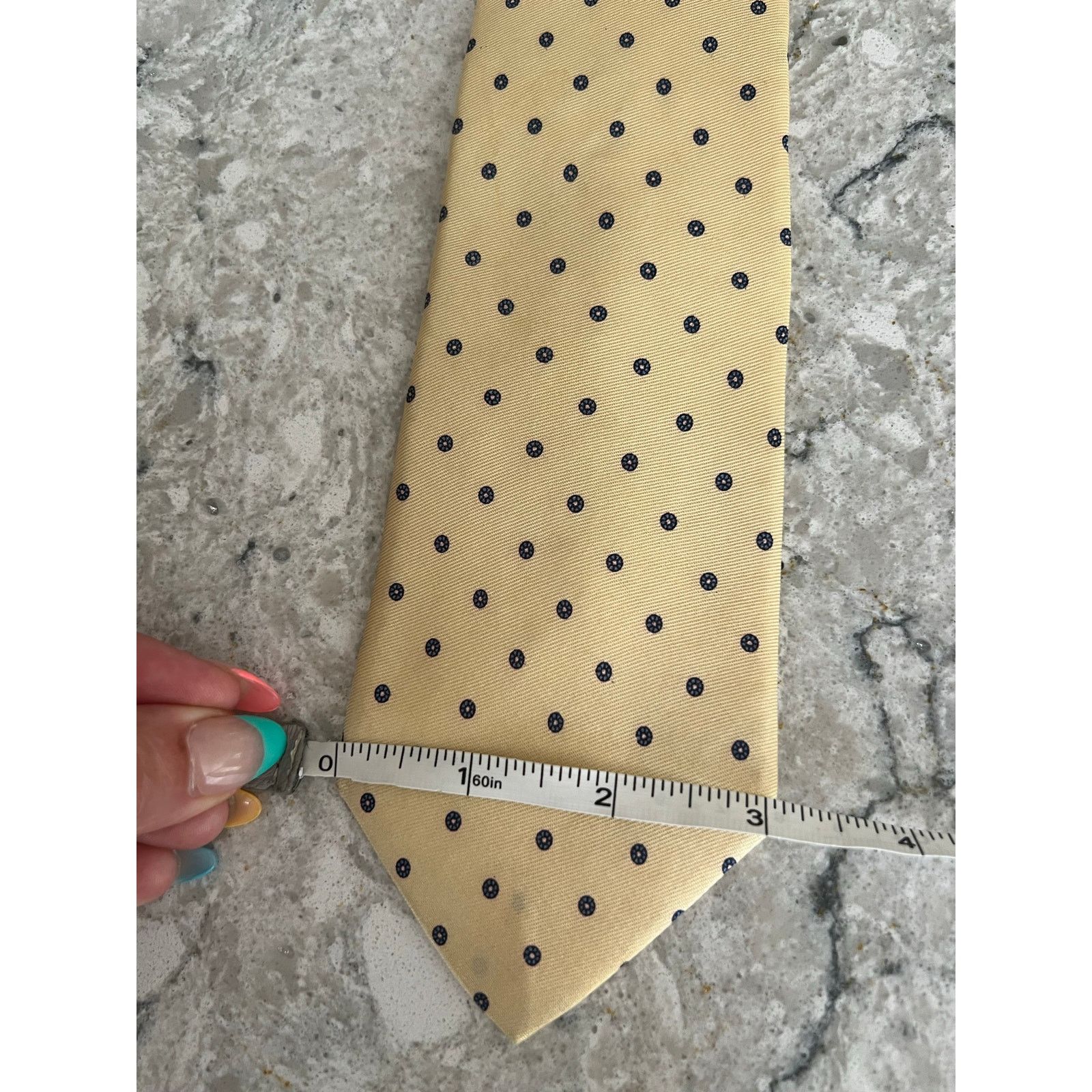 Vintage Vintage Bert Pulitzer Men's Silk Neck Tie Yellow Blue Dots Size ONE SIZE - 7 Thumbnail