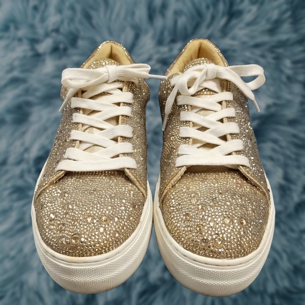 Betsey Johnson Betsey Johnson Sidny Platform Sneakers Womens Size 9.5M Gold White Rhinestone - Pre-owned Shoes Size US 10 / IT 40 - 1 Thumbnail