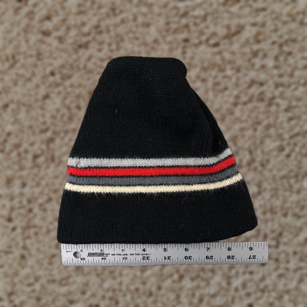 Vintage Herman's Beanie Toque Adult One Size Black Red White Stripe 100% Wool Ski Winter Size ONE SIZE - 1 Thumbnail