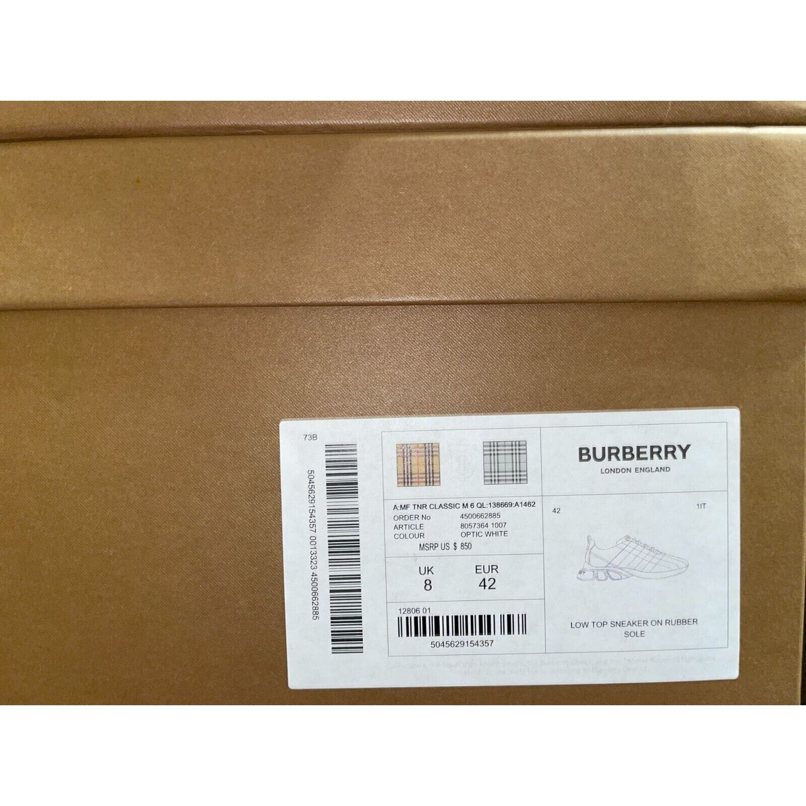 Burberry AXBURTON WHITE CHECK QUILTED LEATHER LOGO SNEAKERS 9 US 42 Size US 9 / EU 42 - 15 Thumbnail