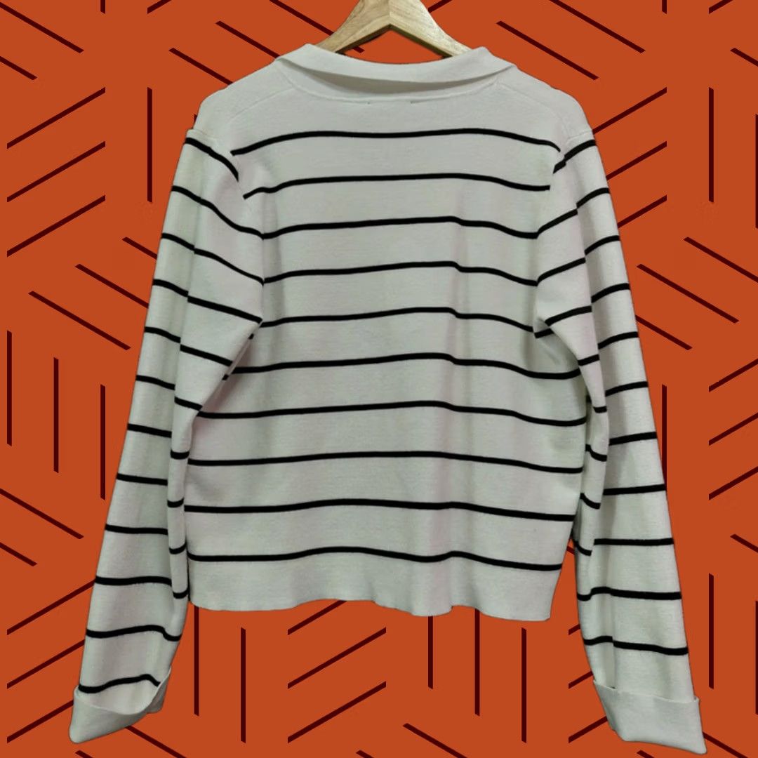 Ann Taylor NWT Ann Taylor Striped Cardigan White Black Knit Button-Up Long Sleeve Size M Women Mens Girls Size M / US 6-8 / IT 42-44 - 1 Thumbnail