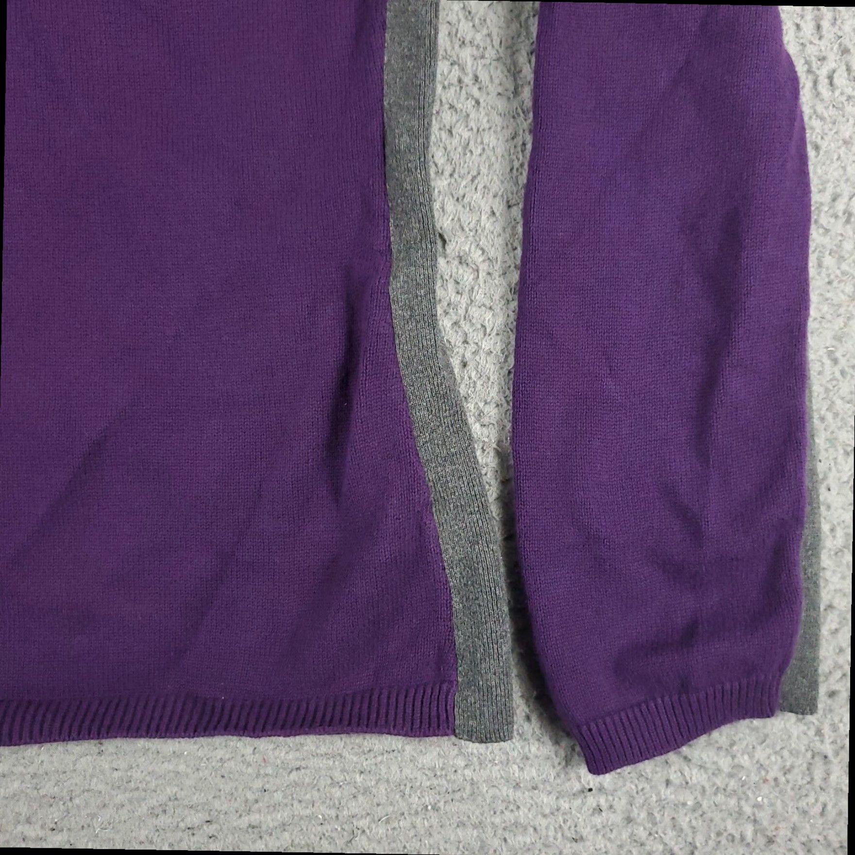 Tommy Hilfiger Tommy Hilfiger Women's Large Purple 1/4 Zip Crew Neck Sweater Pullover Cotton Blend Long Sleeve Size L / US 10 / IT 46 - 4 Thumbnail